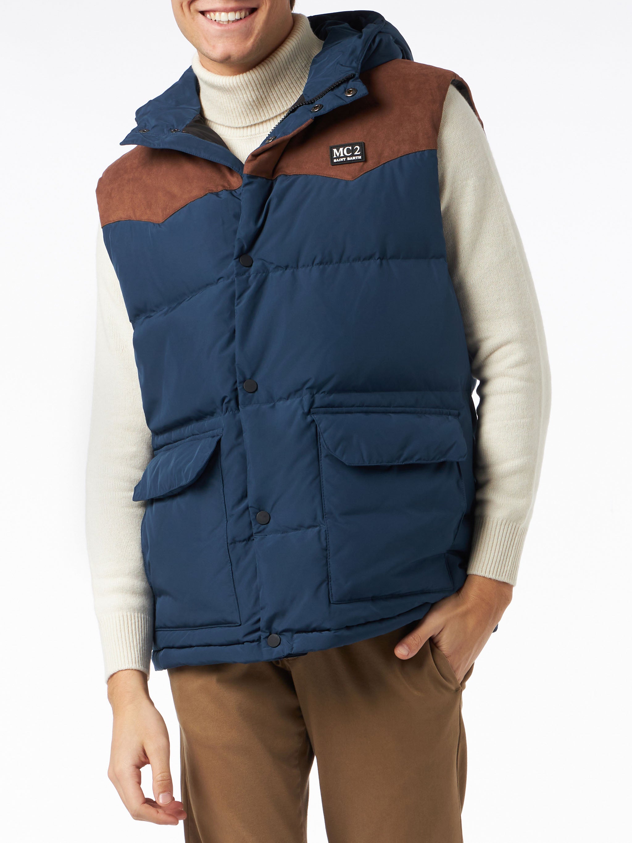 mc2-saint-barth-gilet-klosters-uomo-in-tessuto-tecnico-blu image 2