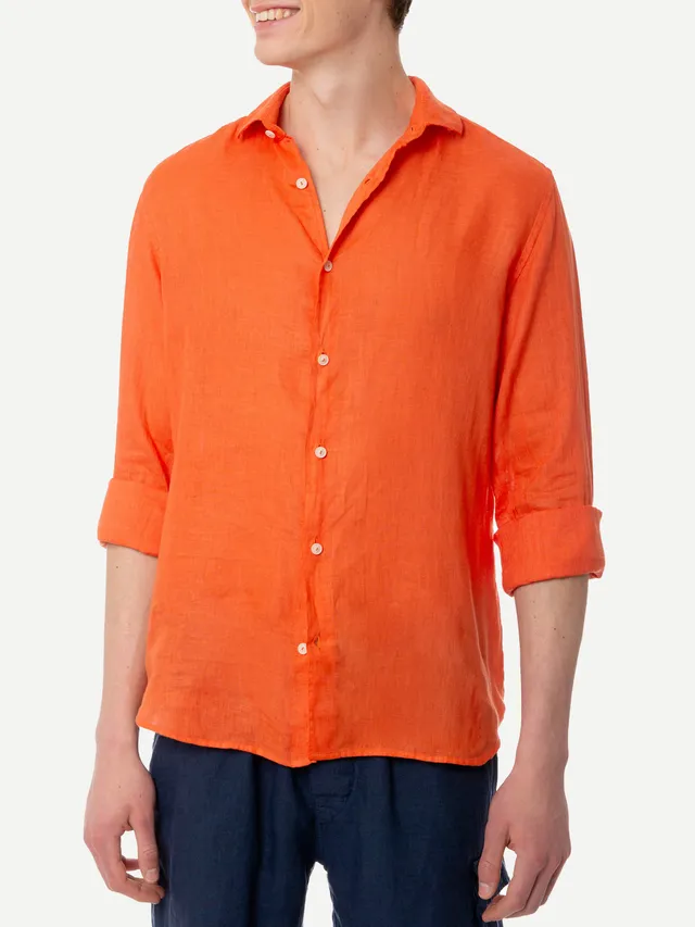 mc2-saint-barth-pamplona-camicia-uomo-lino-arancione image 1