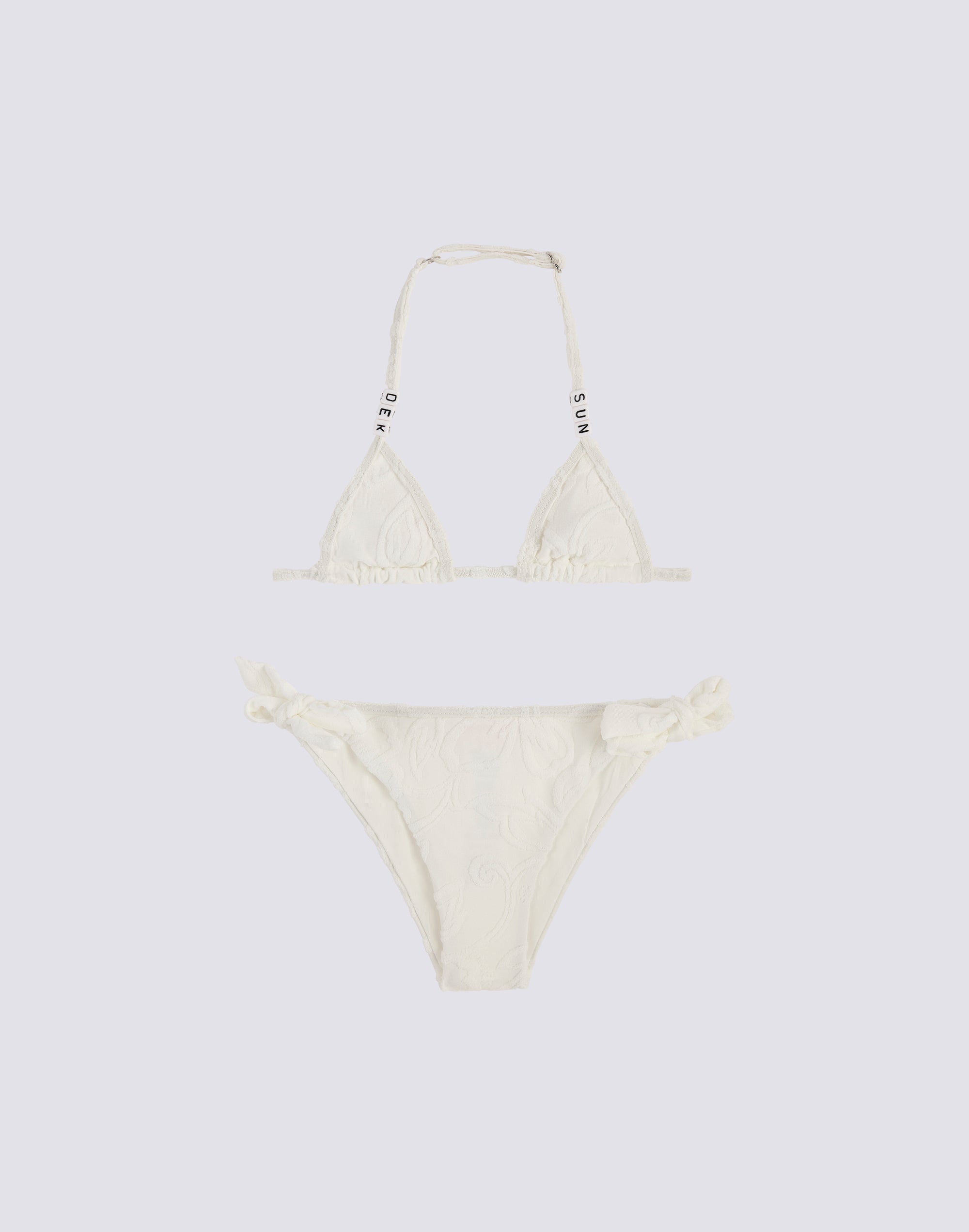 sundek-mini-bikini-bambina-in-spugna-jacquard-sk23-triangolo-con-laccetti image 1