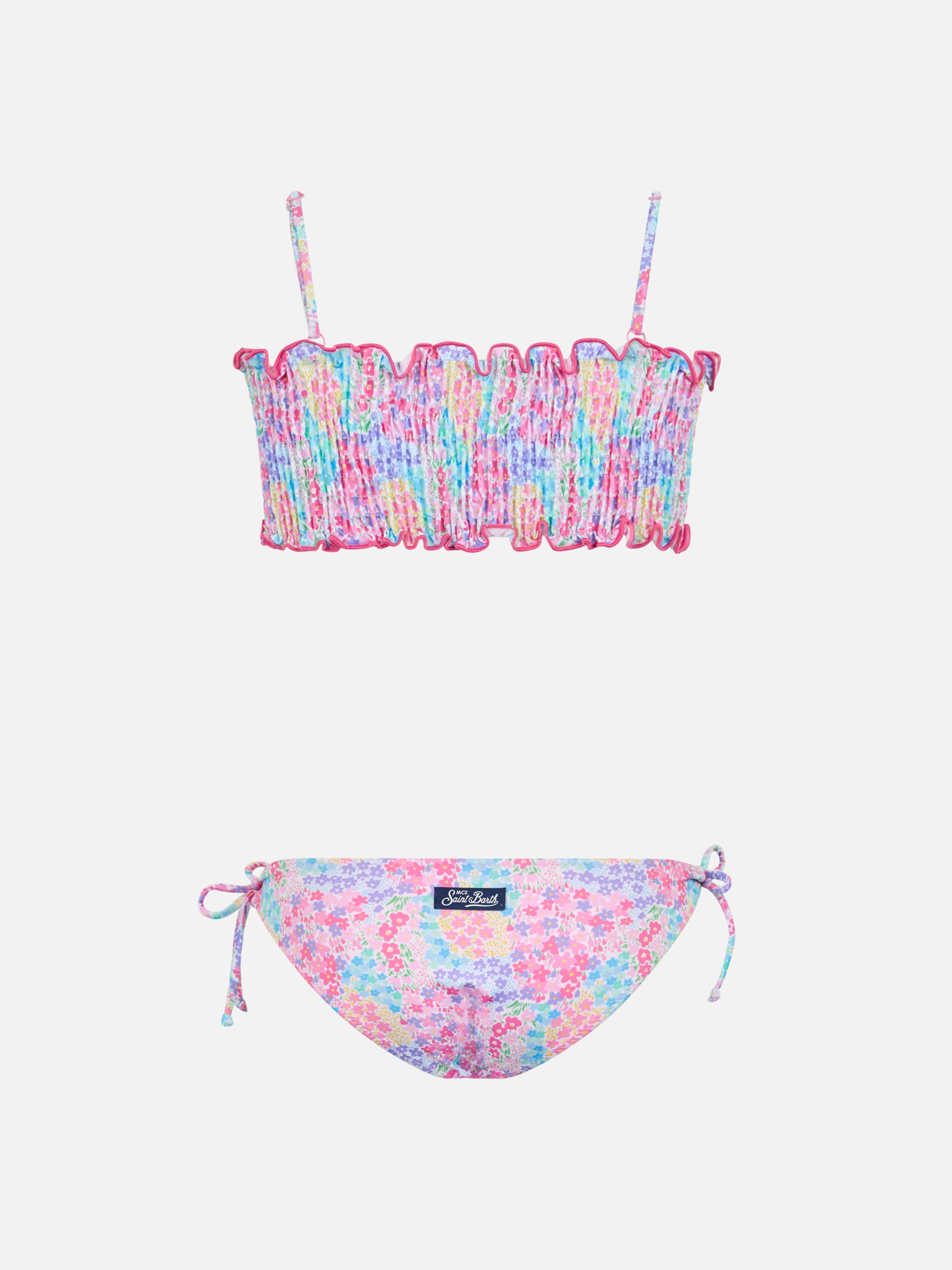 mc2-saint-barth-tilly-bikini-bambina-bralette-smock-fiori-rosa image 2