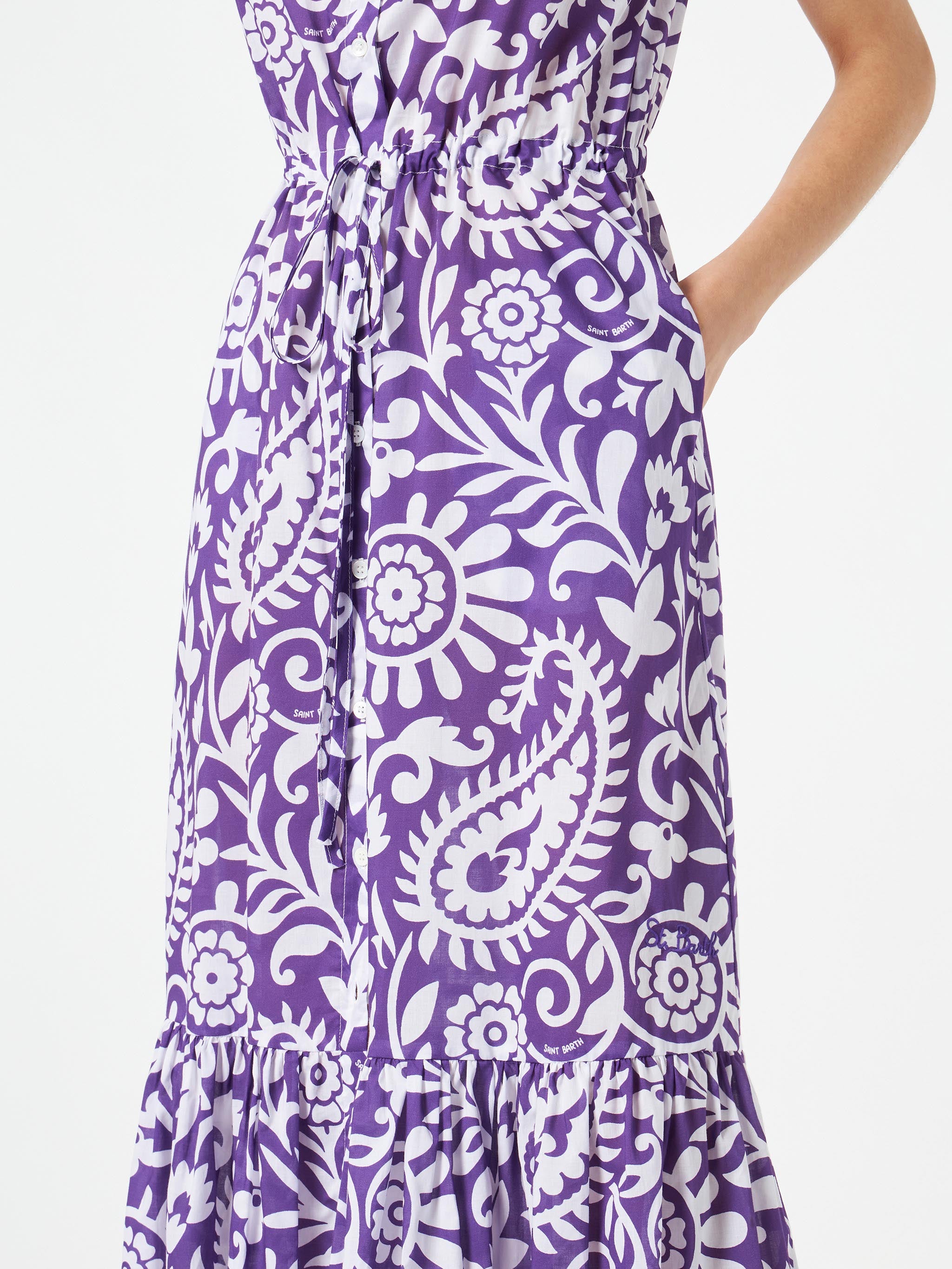 mc2-saint-barth-ida-abito-lungo-donna-in-cotone-viola-fantasia-paisley image 3