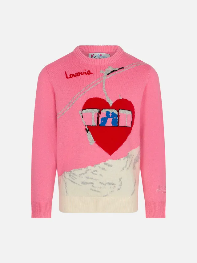 mc2-saint-barth-maglione-girocollo-bambina-danya-stampa-love-su-sfondo-rosa-mist image 1