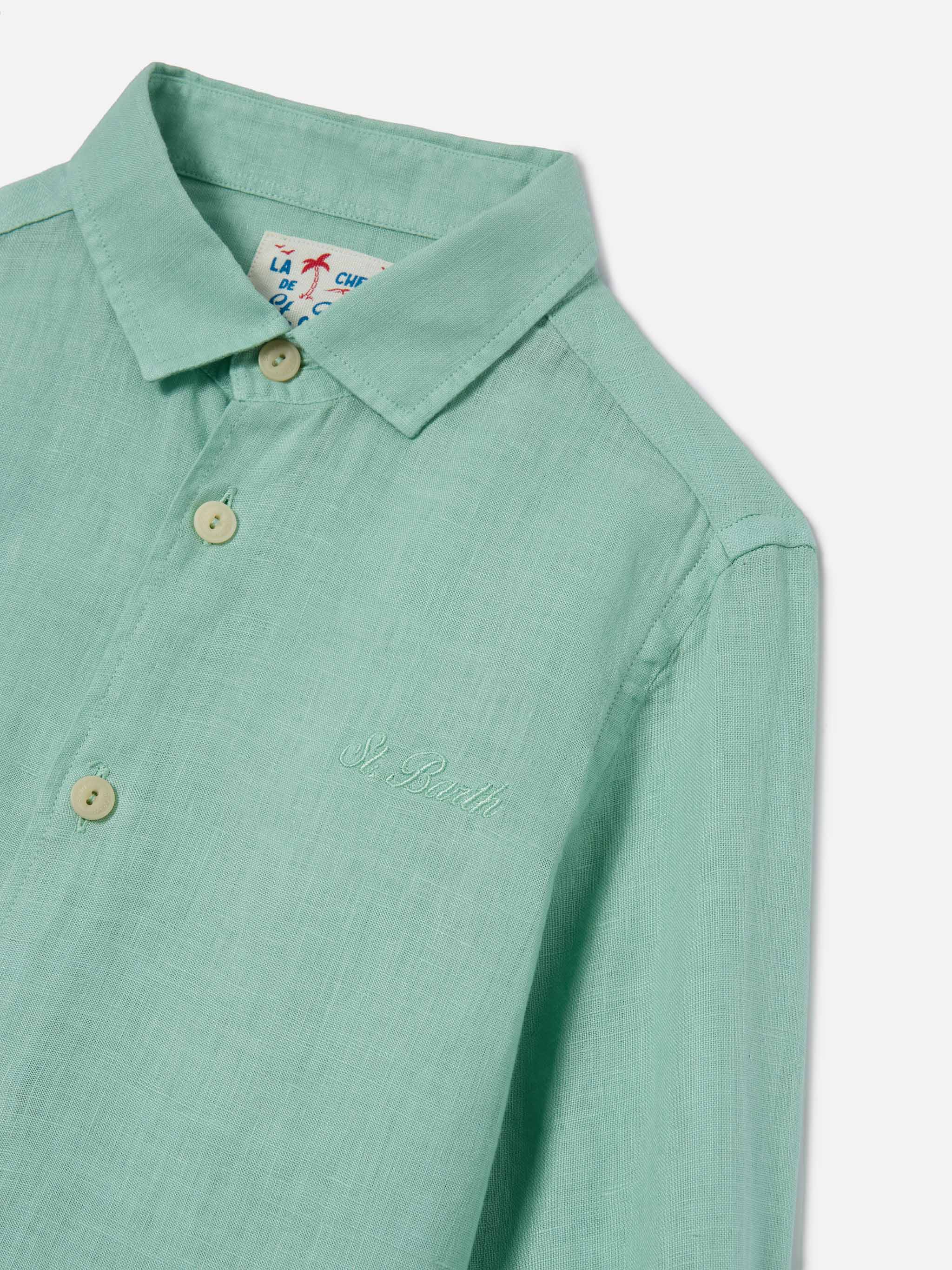 mc2-saint-barth-camicia-agnes-lino-verde-salvia-bambino image 3