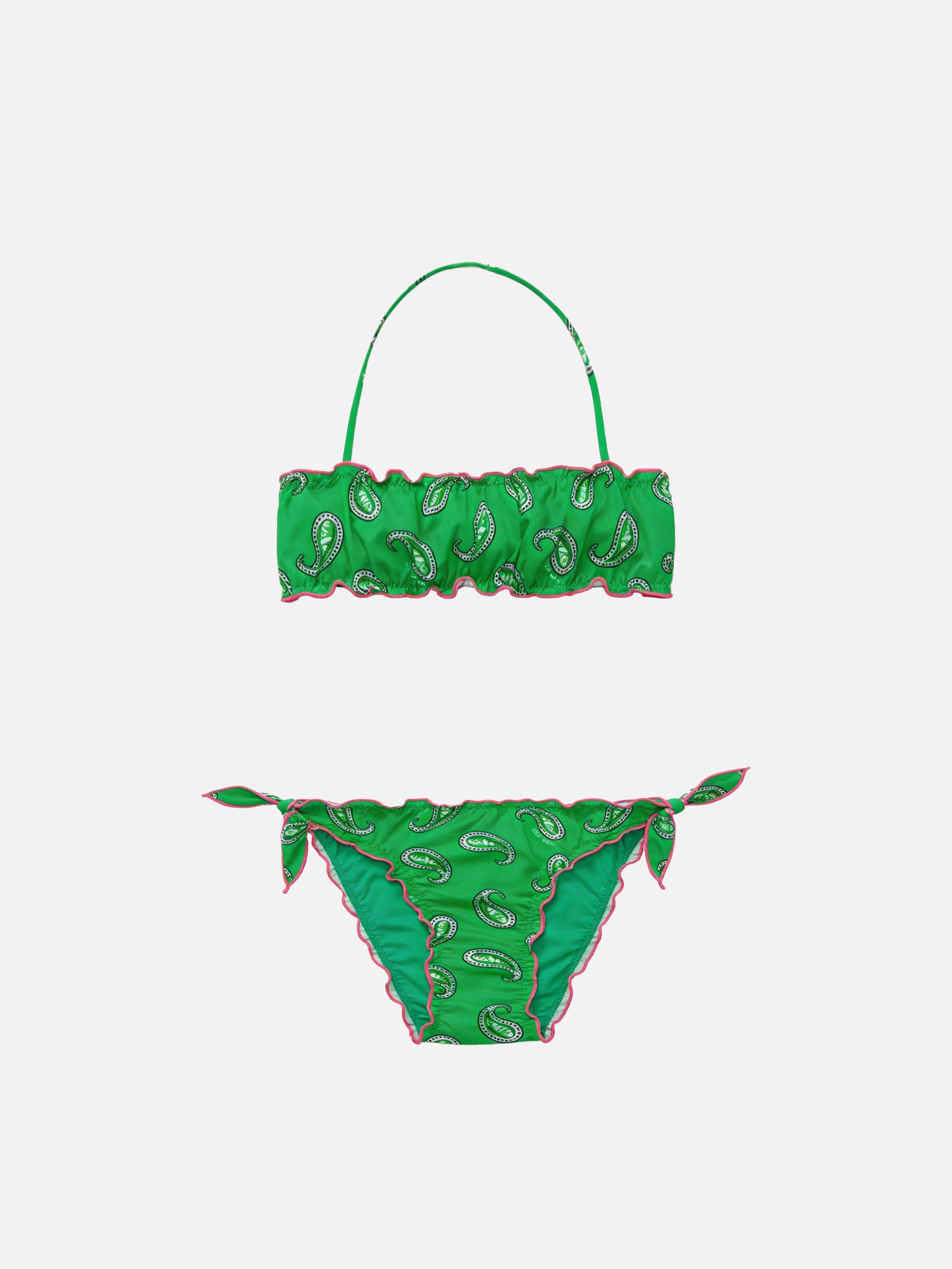 mc2-saint-barth-bikini-bambina-a-fascia-con-stampa-paisley-verde-bordi-arricciat image 1