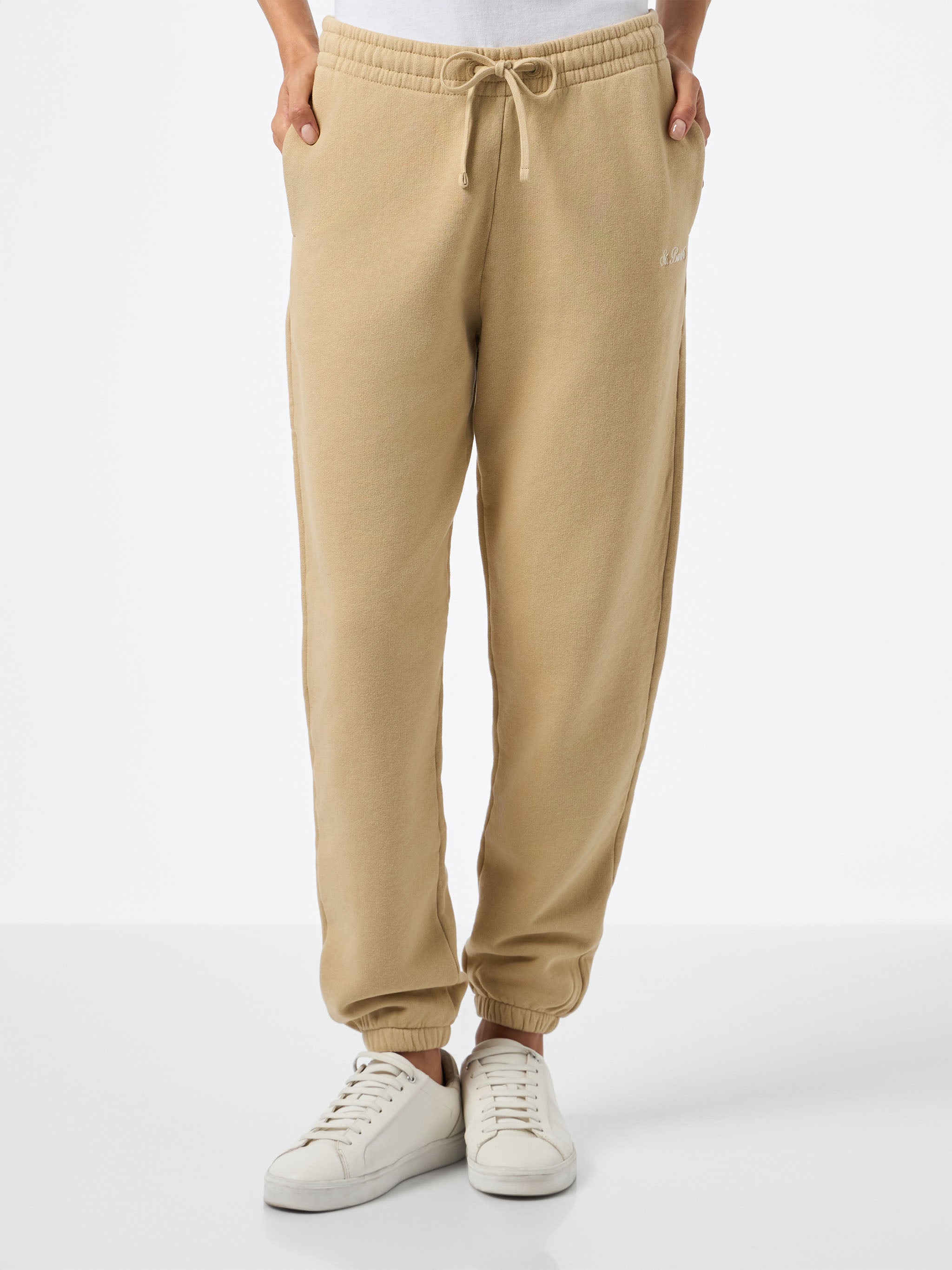 mc2-saint-barth-odalys-pantaloni-jogger-in-felpa-di-cotone-beige-donna image 2