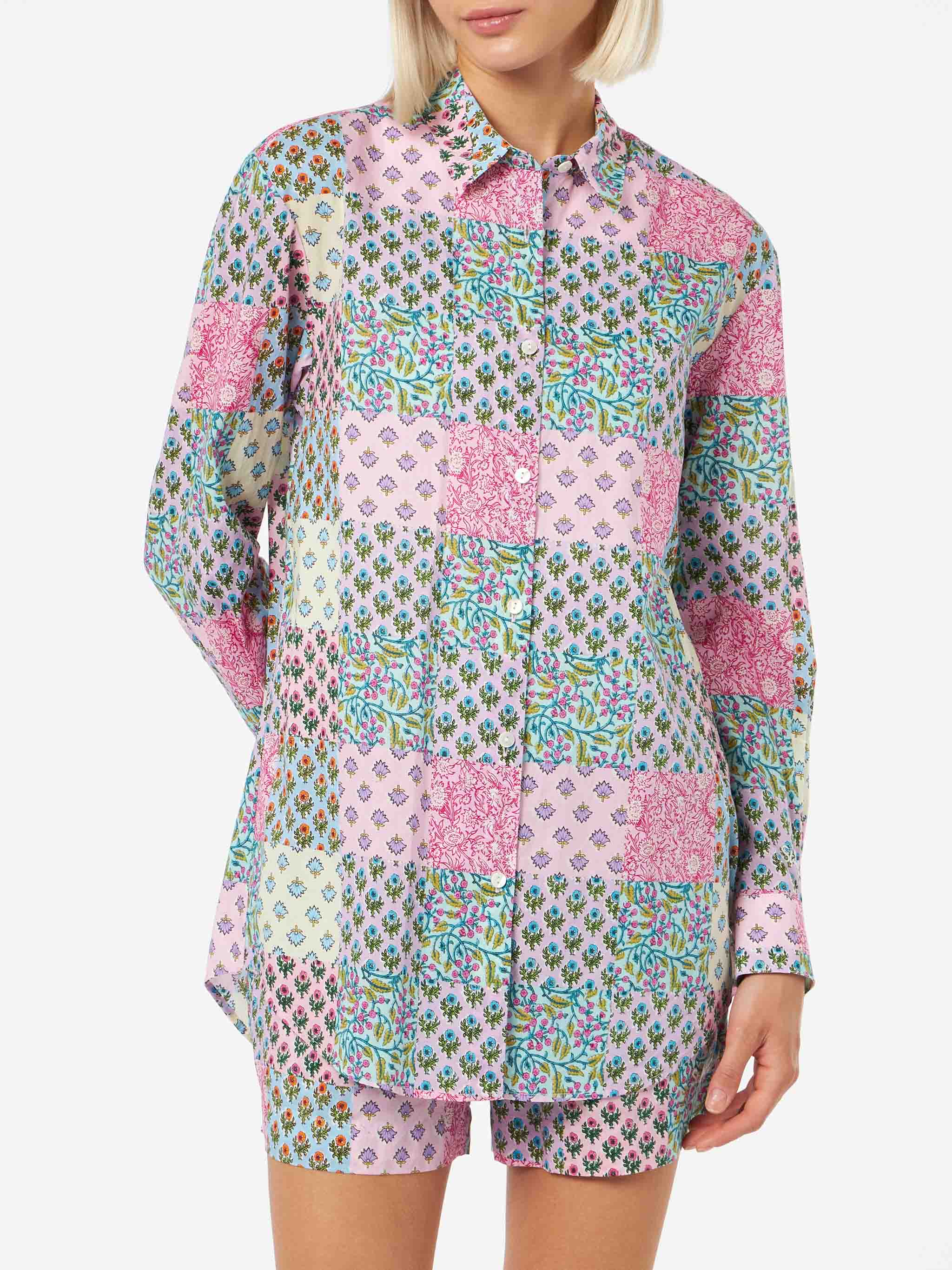 mc2-saint-barth-brigitte-camicia-donna-in-cotone-stampa-floreale-multicolor-over image 1