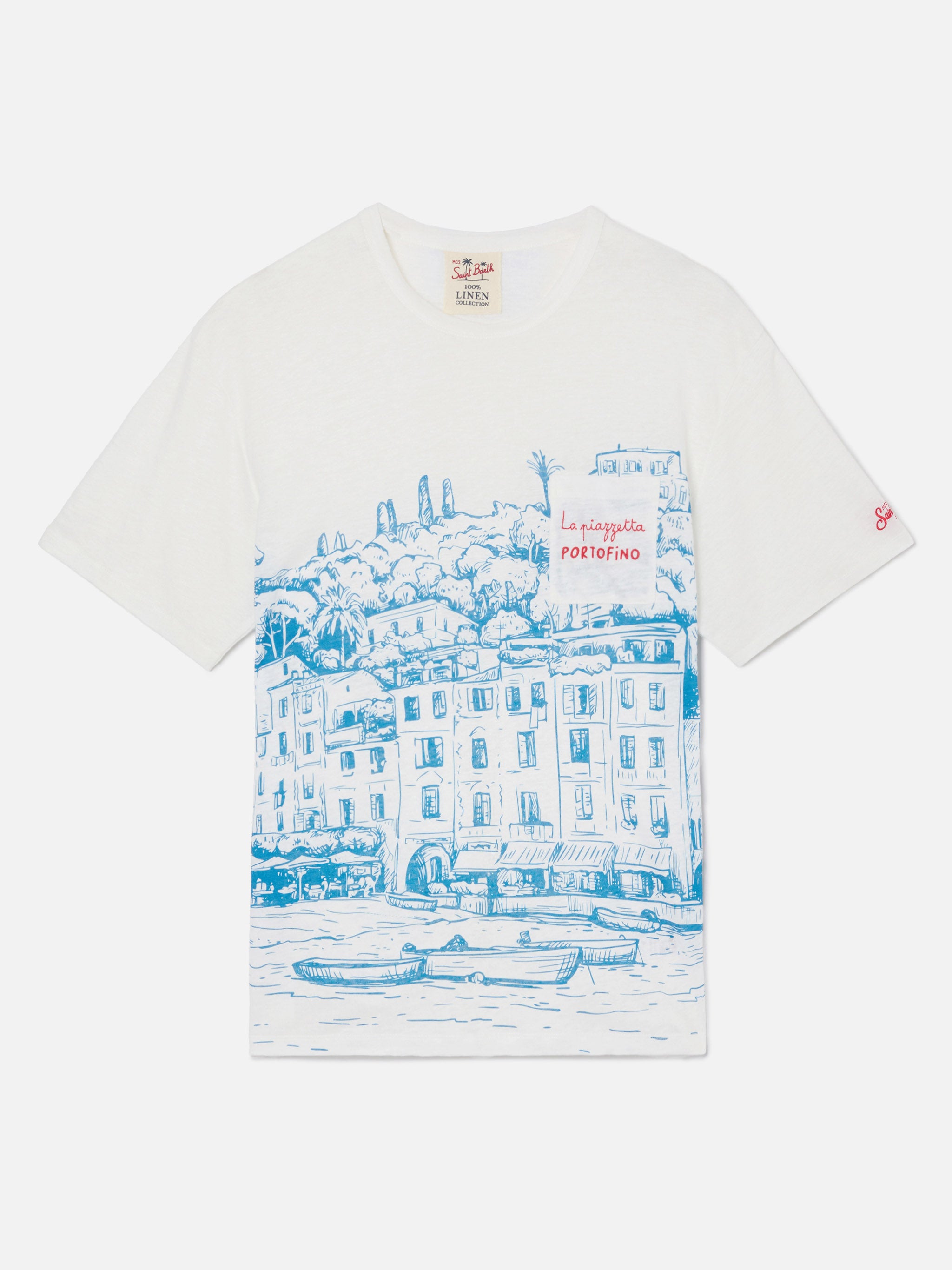 mc2-saint-barth-t-shirt-ecstasea-uomo-in-lino-jersey-bianco-con-stampa-portofino image 1
