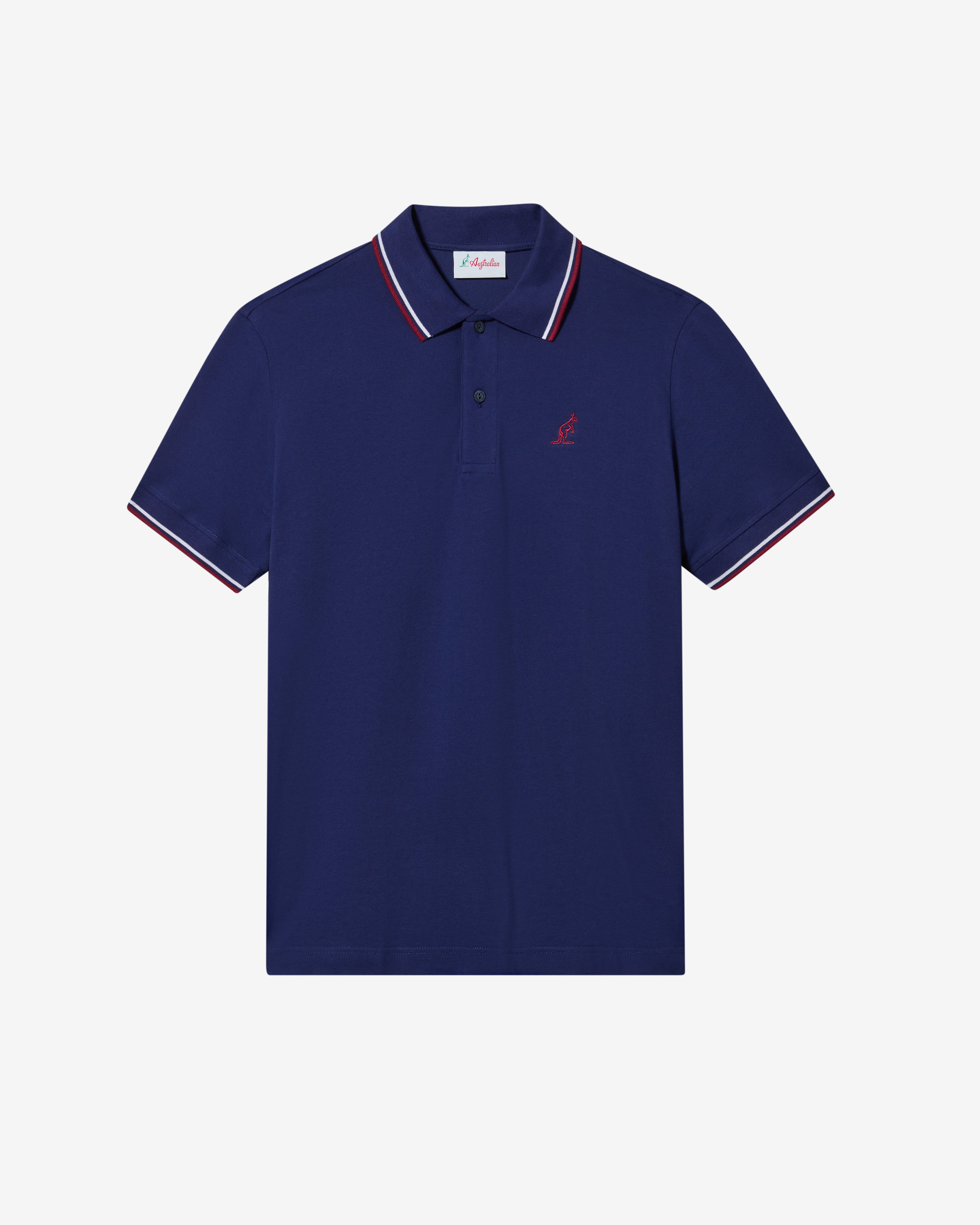australian-2-stripes-polo-in-piquet-blu-cosmo-slim-fit image 1