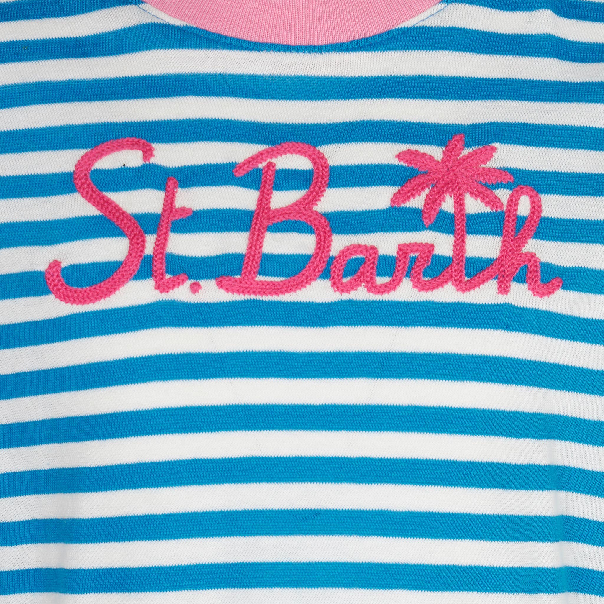 mc2-saint-barth-ecstasea-t-shirt-da-bambina-a-righe-blu-e-bianche-con-ricamo-ros image 2