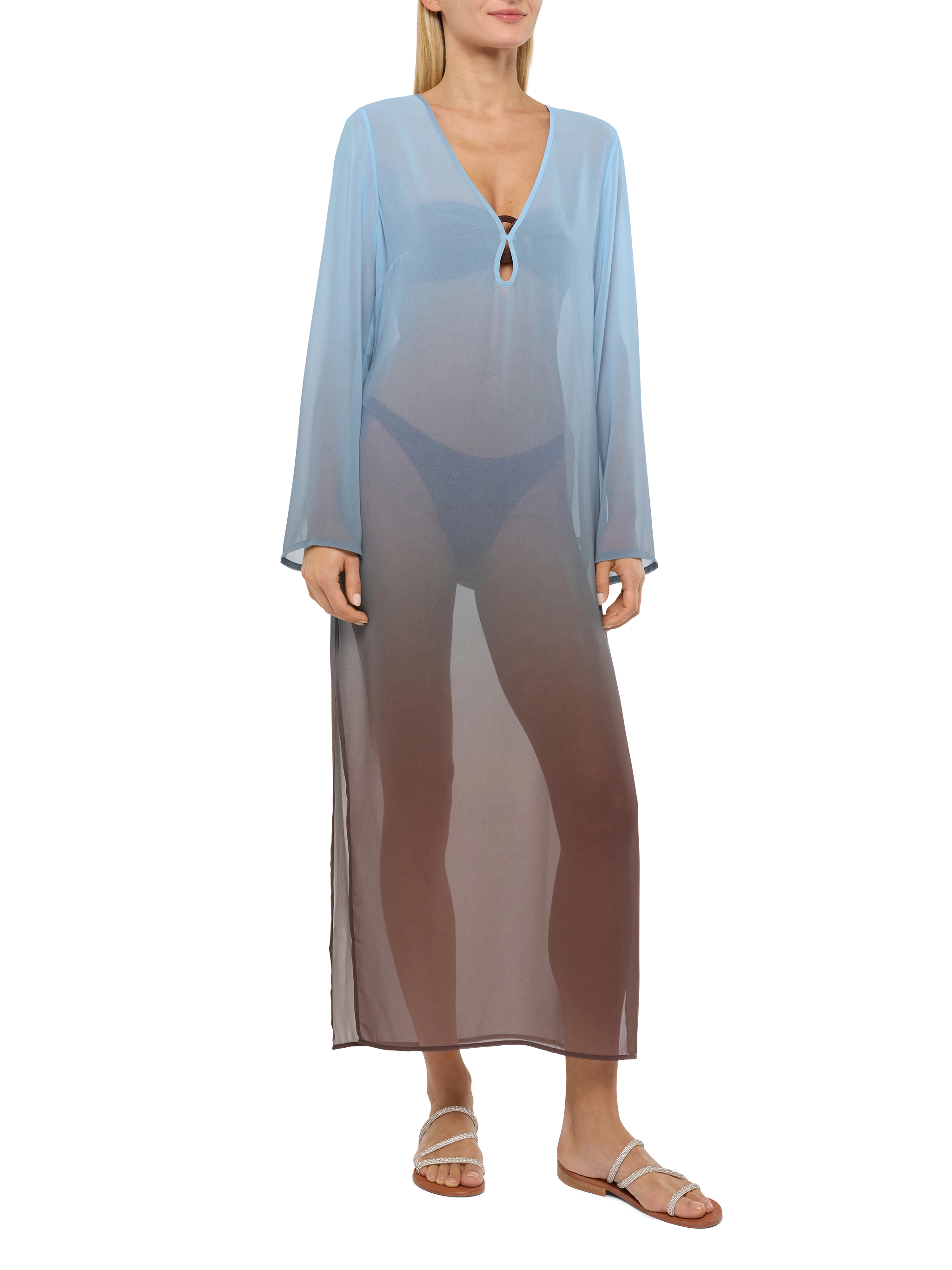 mc2-saint-barth-agatha-abito-maxi-georgette-v-neck-blu-marrone image 1