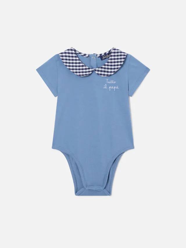 body-neonato-mc2-saint-barth-lou-in-cotone-organico-blu-con-ricamo-tutto-il-pap- image 1