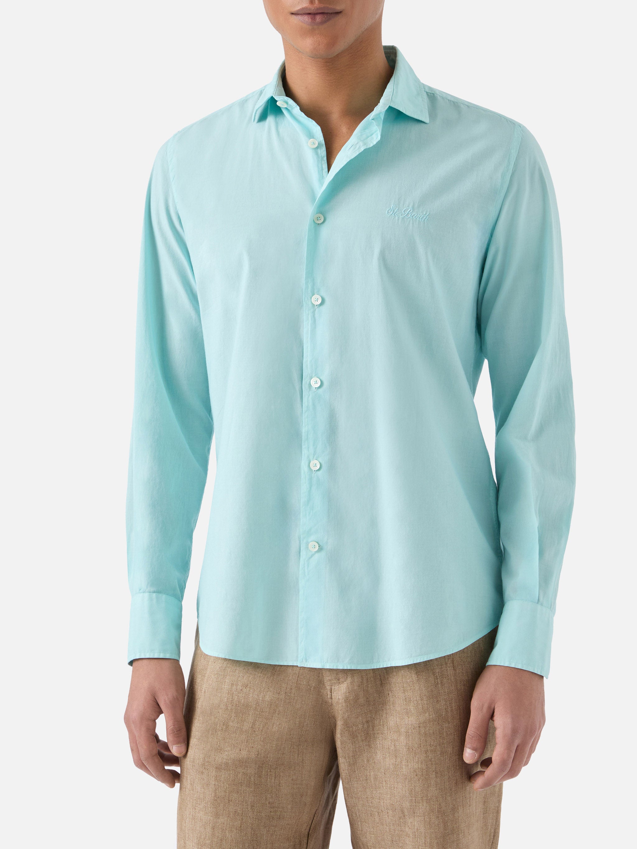 mc2-saint-barth-camicia-chemise-ice-uomo-in-voile-di-cotone-verde-acqua image 1
