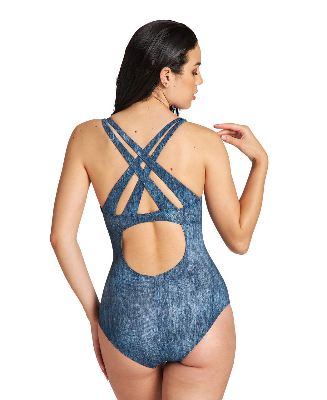 arena-cleopatra-criss-cross-back-costume-intero-donna-coppa-b-effetto-denim image 2