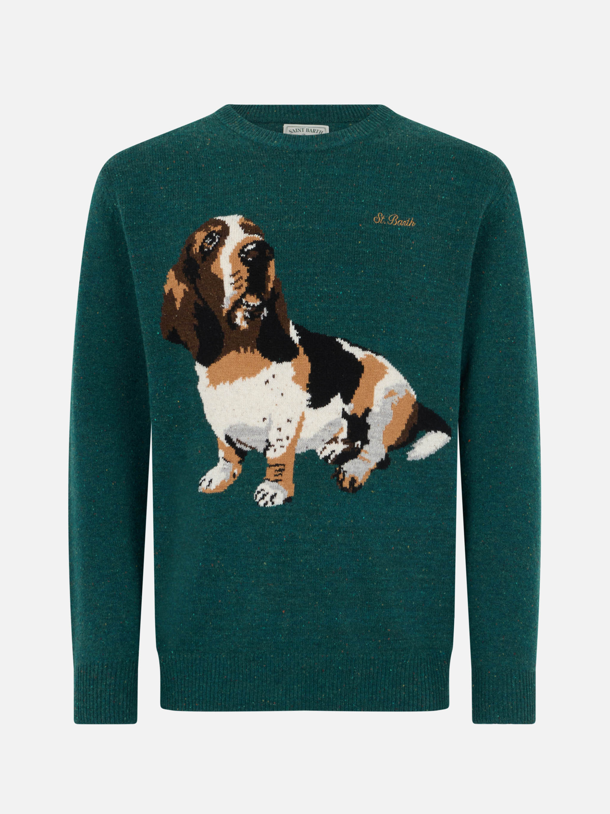 mc2-saint-barth-heron-maglione-girocollo-uomo-verde-con-jacquard-basset-hound image 4