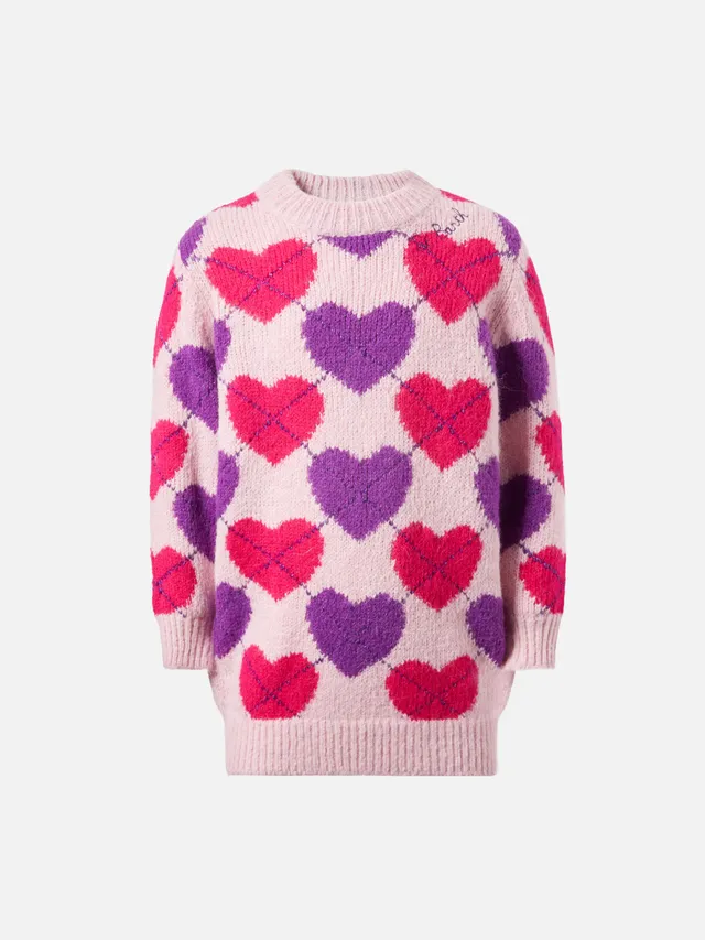 mc2-saint-barth-cutie-soft-abito-bambina-maglia-jacquard-argyle-rosa image 1