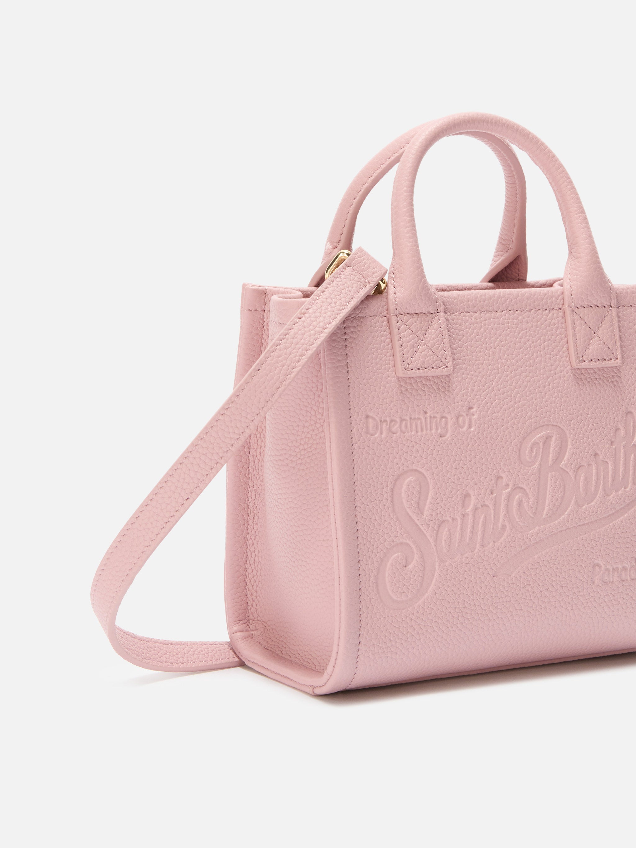 mc2-saint-barth-vanity-bag-mini-borsa-a-spalla-in-pelle-martellata-rosa-18x16x10 image 3