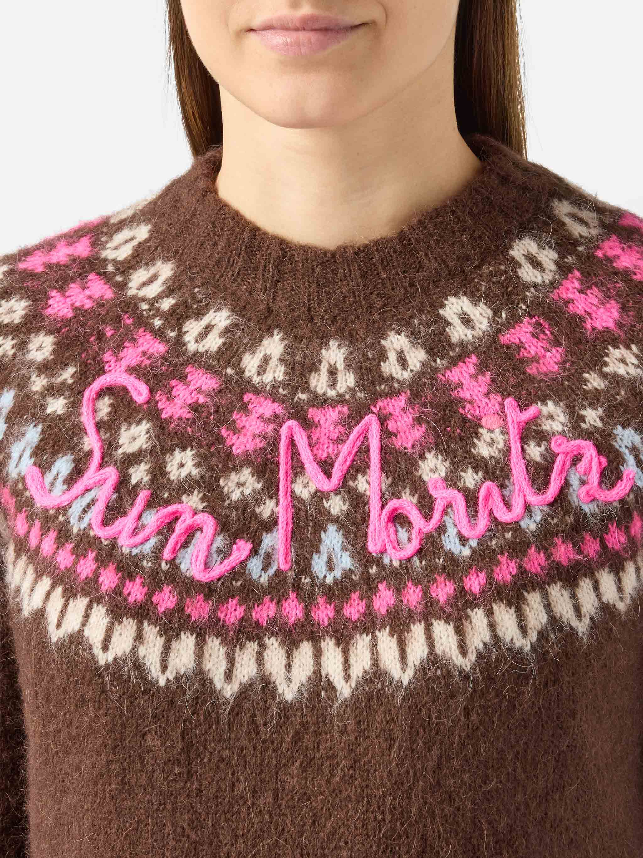 mc2-saint-barth-queen-nordic-soft-maglione-jacquard-fair-isle-marrone-sun-moritz image 2