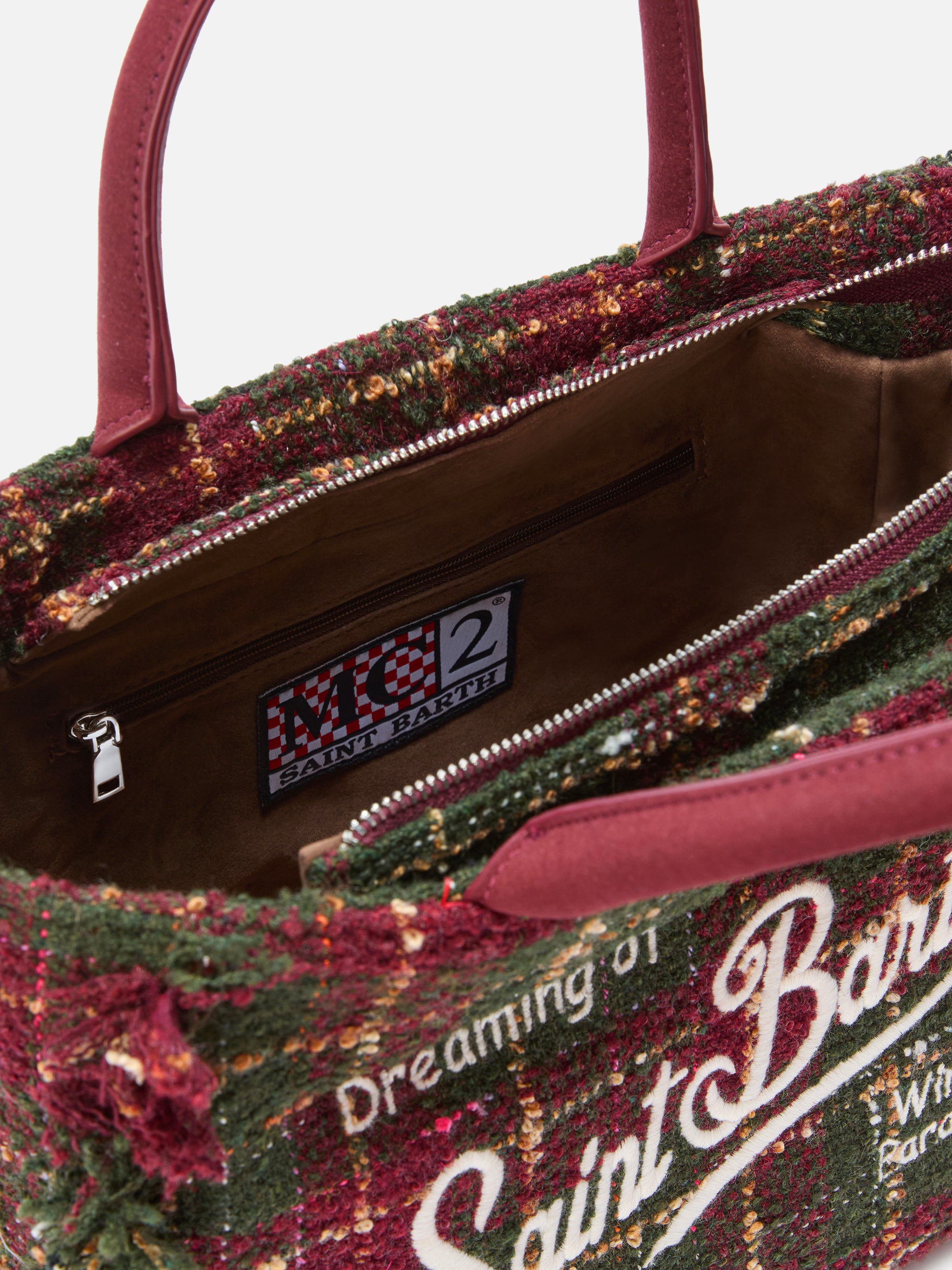 mc2-saint-barth-colette-tweed-borsa-a-mano-bordeaux-check-27x25x14-cm image 5