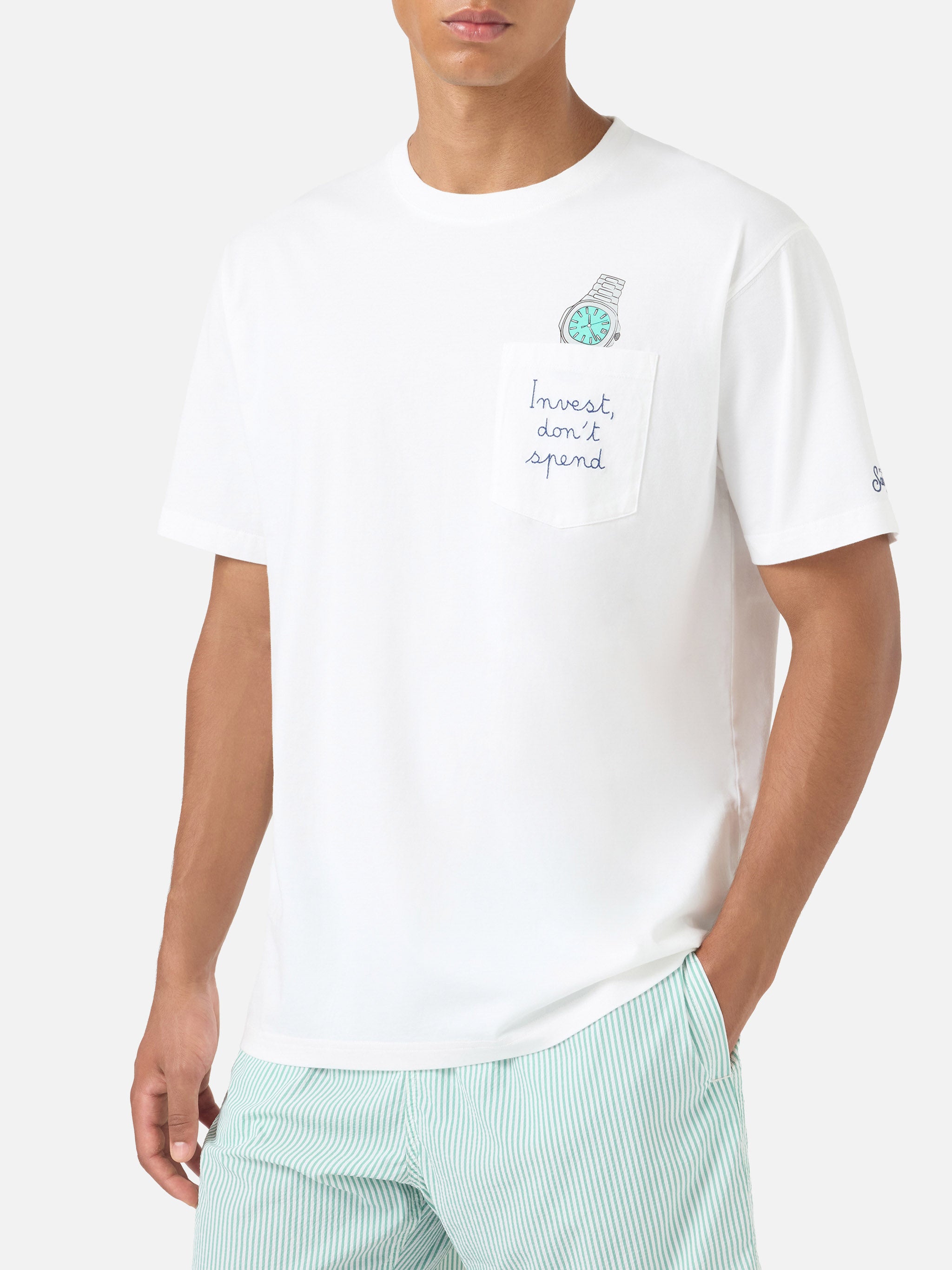 mc2-saint-barth-t-shirt-austin-bianca-in-puro-cotone-con-ricamo-orologio-invest- image 4