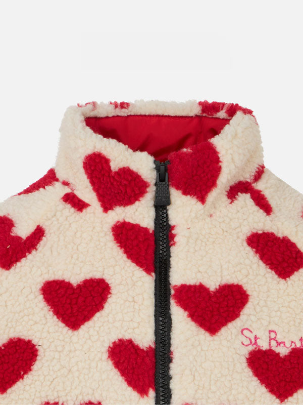 mc2-saint-barth-giubbotto-sherpa-bambina-key-bianco-stampa-cuori-rossi image 3