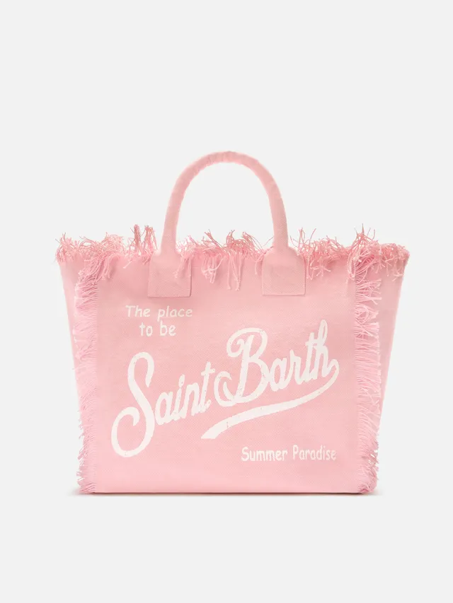mc2-saint-barth-vanity-borsa-tote-regular-rosa-in-canvas-con-frange image 1