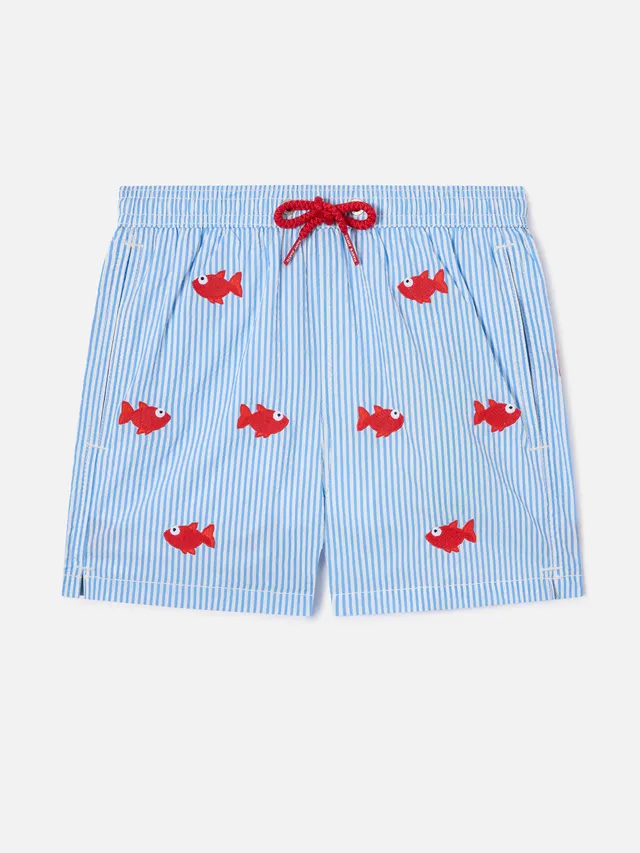 mc2-saint-barth-costume-jean-embroidery-bambino-rigato-blu-con-pesci-ricamati image 1