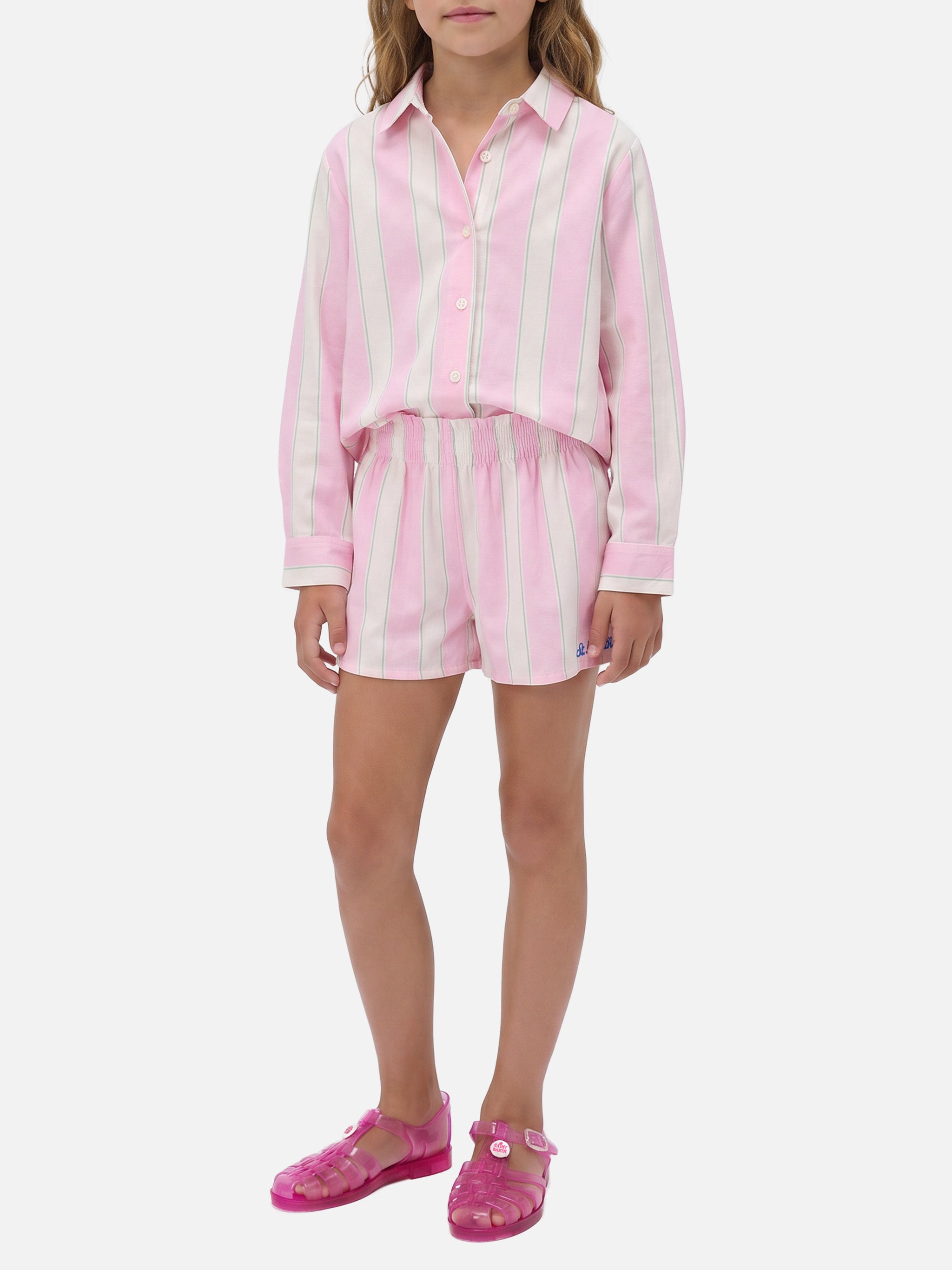 mc2-saint-barth-camicia-mini-brigitte-da-bambina-in-popeline-di-cotone-a-righe image 2