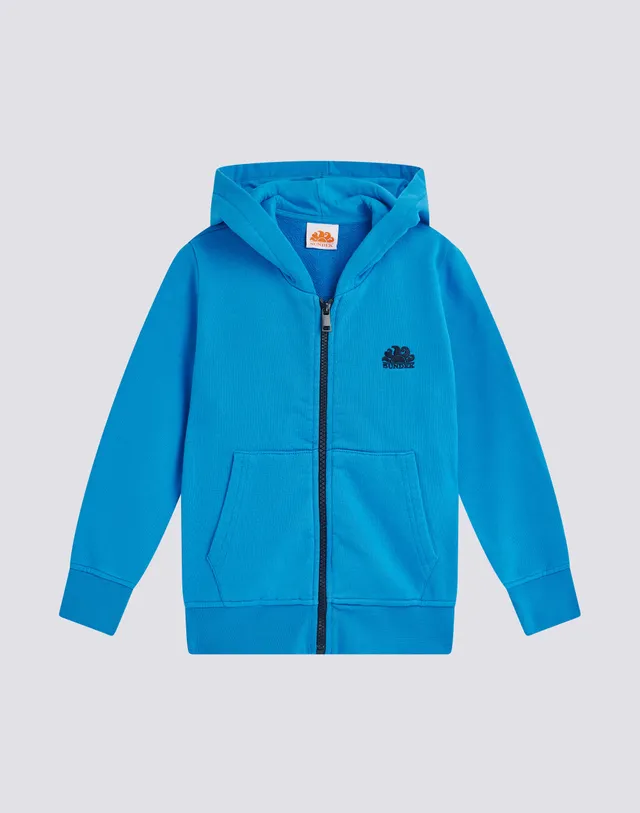 sundek-felpa-bambino-full-zip-cappuccio-tasca-marsupio-cotone image 1