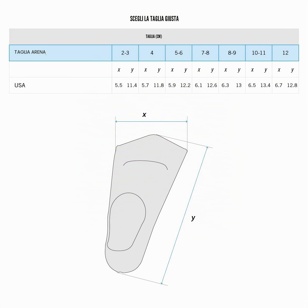arena-powerfin-pinne-corte-allenamento-unisex-adulto image 6