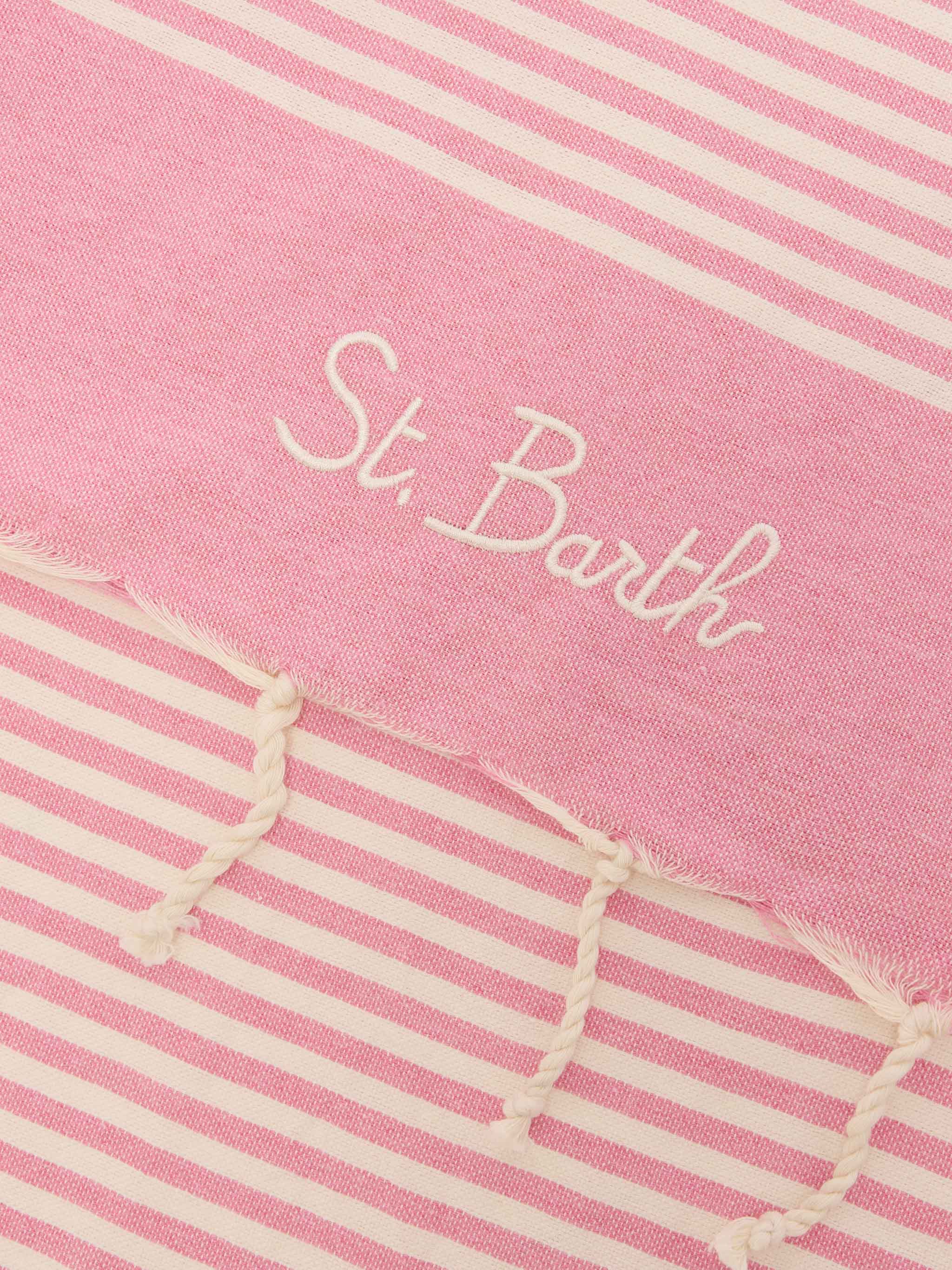 mc2-saint-barth-foutas-telo-mare-a-righe-piccole-rosa-e-bianco image 2