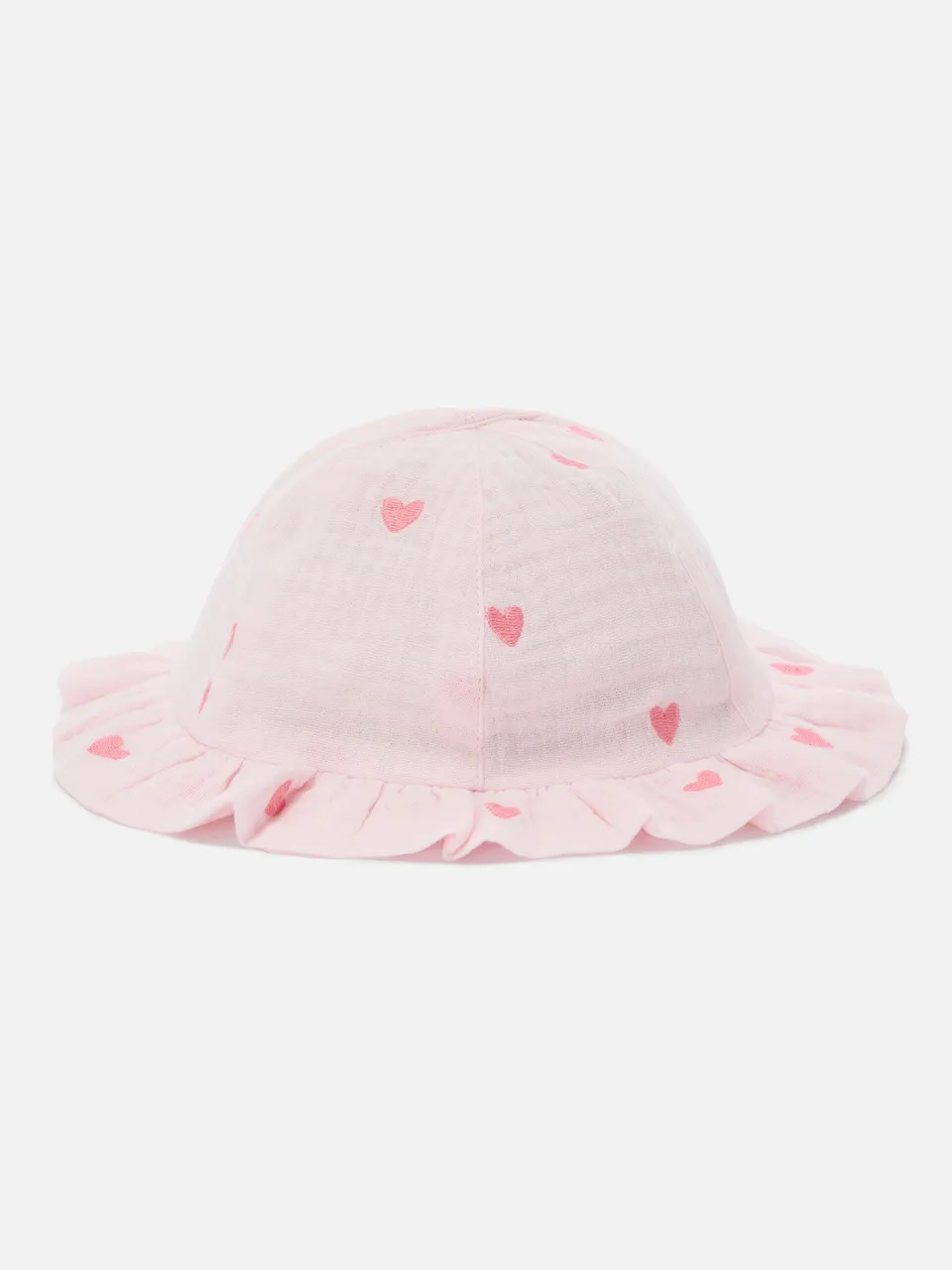 mc2-saint-barth-doremi-cappellino-da-sole-bambina-in-mussola-rosa-con-ricamo-cuo image 1