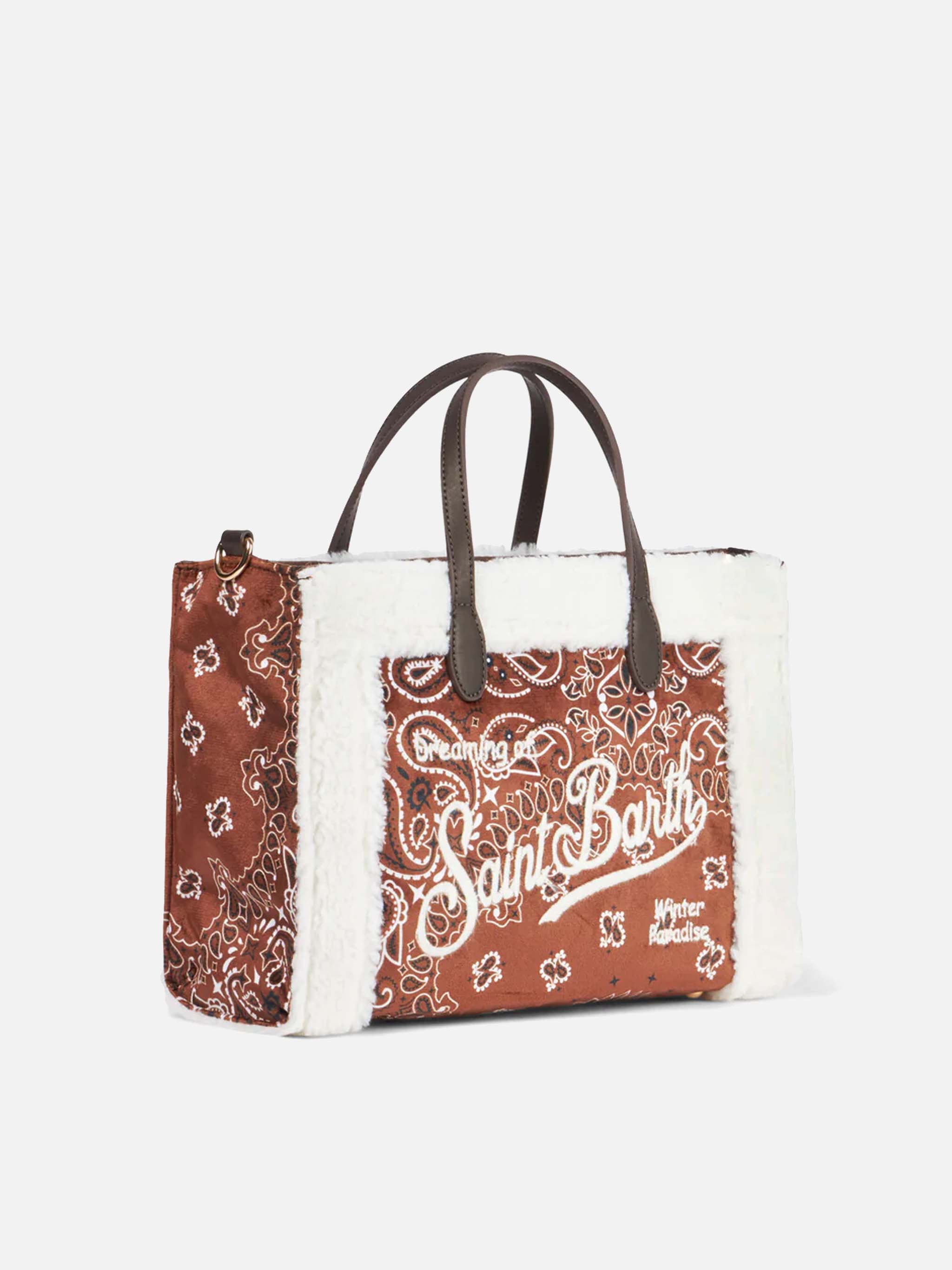 mc2-saint-barth-borsa-vivian-a-mano-30x20x12-cm-stampa-bandana-marrone-con-bordo image 3