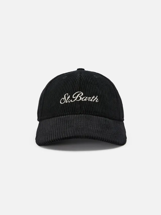 mc2-saint-barth-cappello-baseball-corduroy-in-velluto-a-coste-nero image 1