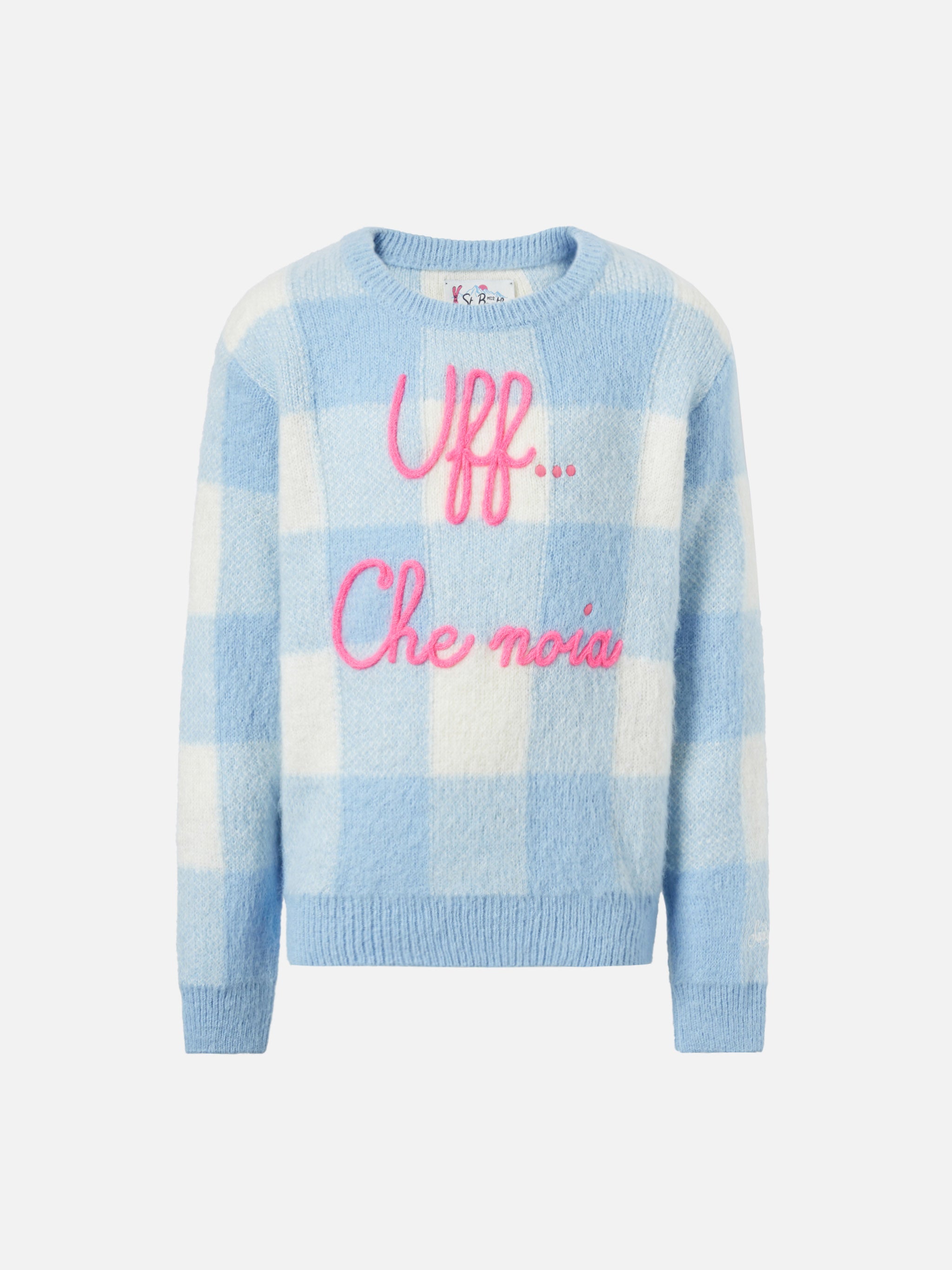 mc2-saint-barth-maglione-girocollo-bambina-jacquard-quadri-uff-che-noia image 1