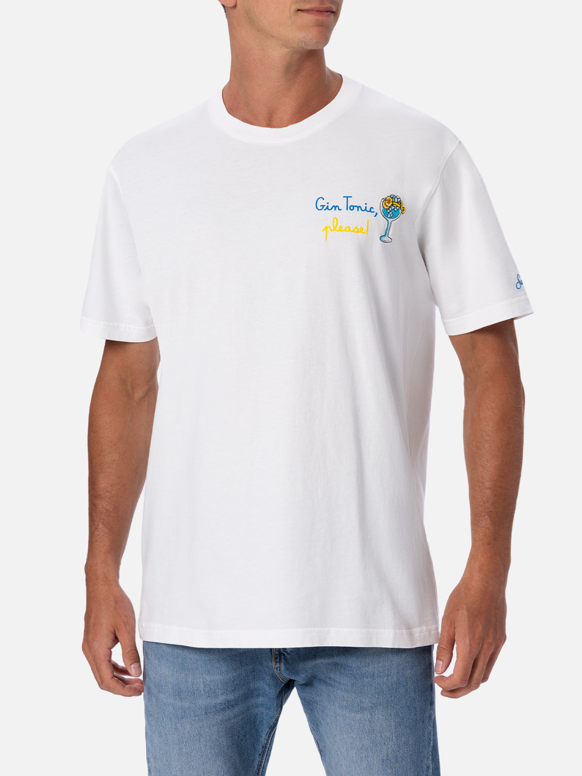 mc2-saint-barth-t-shirt-man-uomo-cotone-organico-gin-tonic-please-bianca image 2