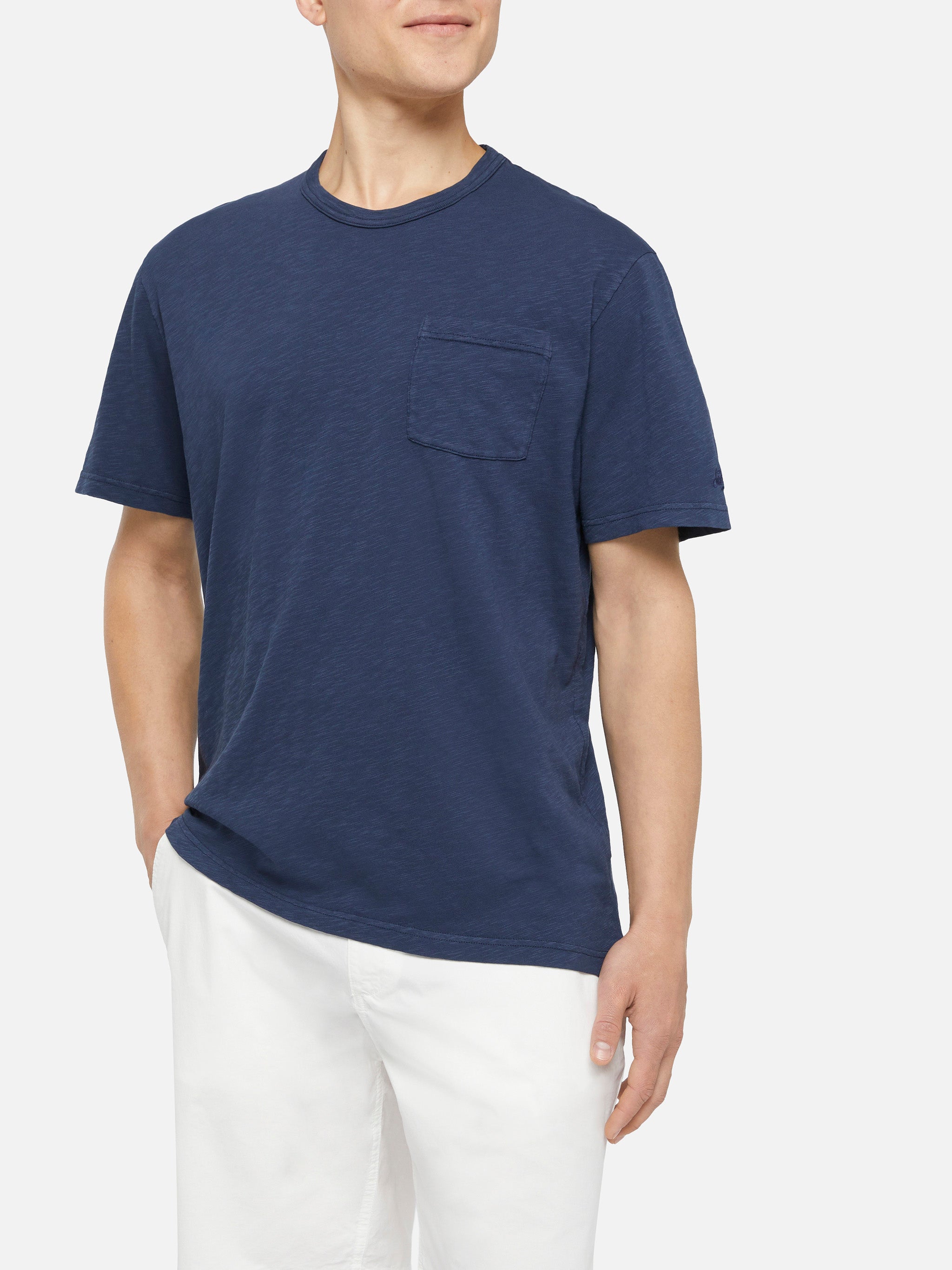 mc2-saint-barth-president-t-shirt-uomo-cotone-fiammato-blu-navy image 2