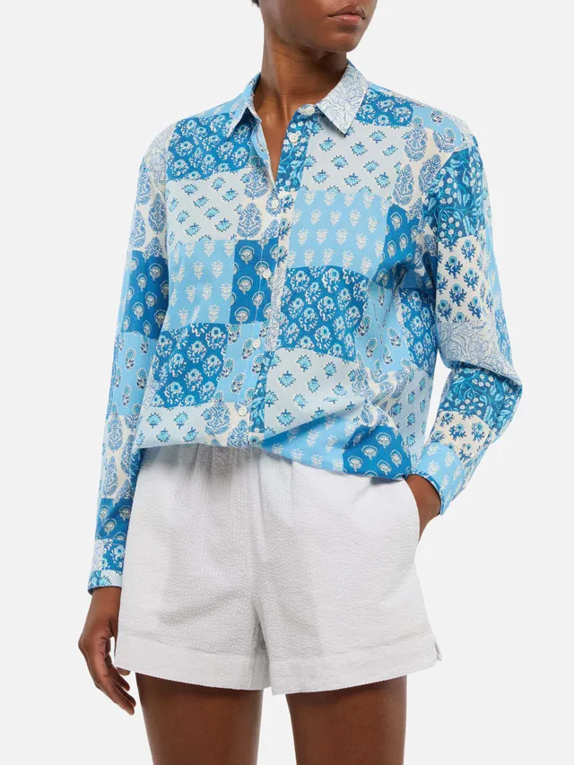 mc2-saint-barth-brigitte-camicia-in-cotone-con-stampa-floreale-blu-donna image 1