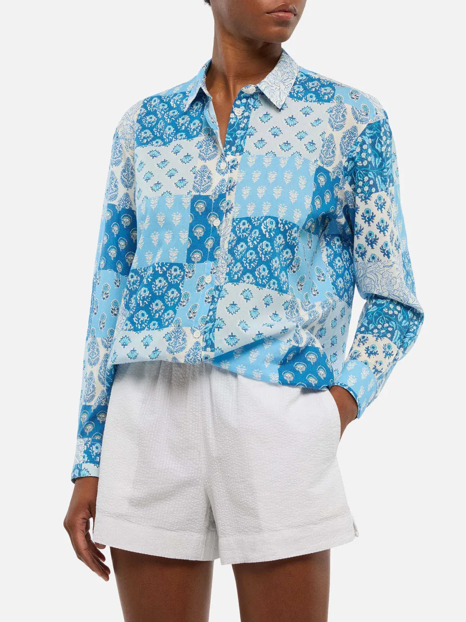 mc2-saint-barth-brigitte-camicia-in-cotone-con-stampa-floreale-blu-donna image 1