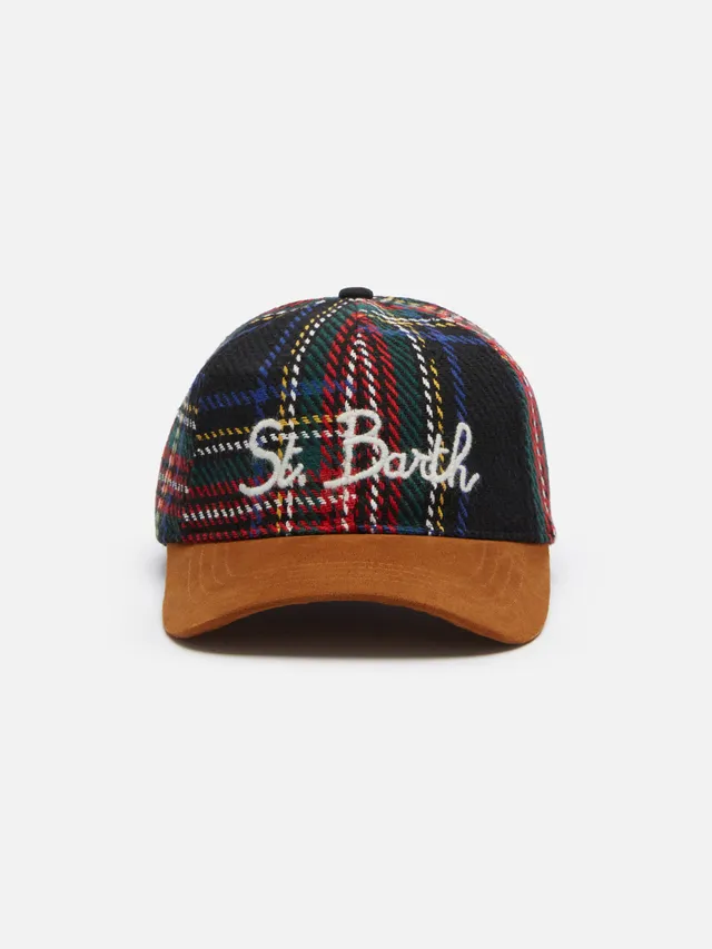 cappellino-da-baseball-mc2-saint-barth-con-stampa-tartan-e-ricamo-st-barth image 1