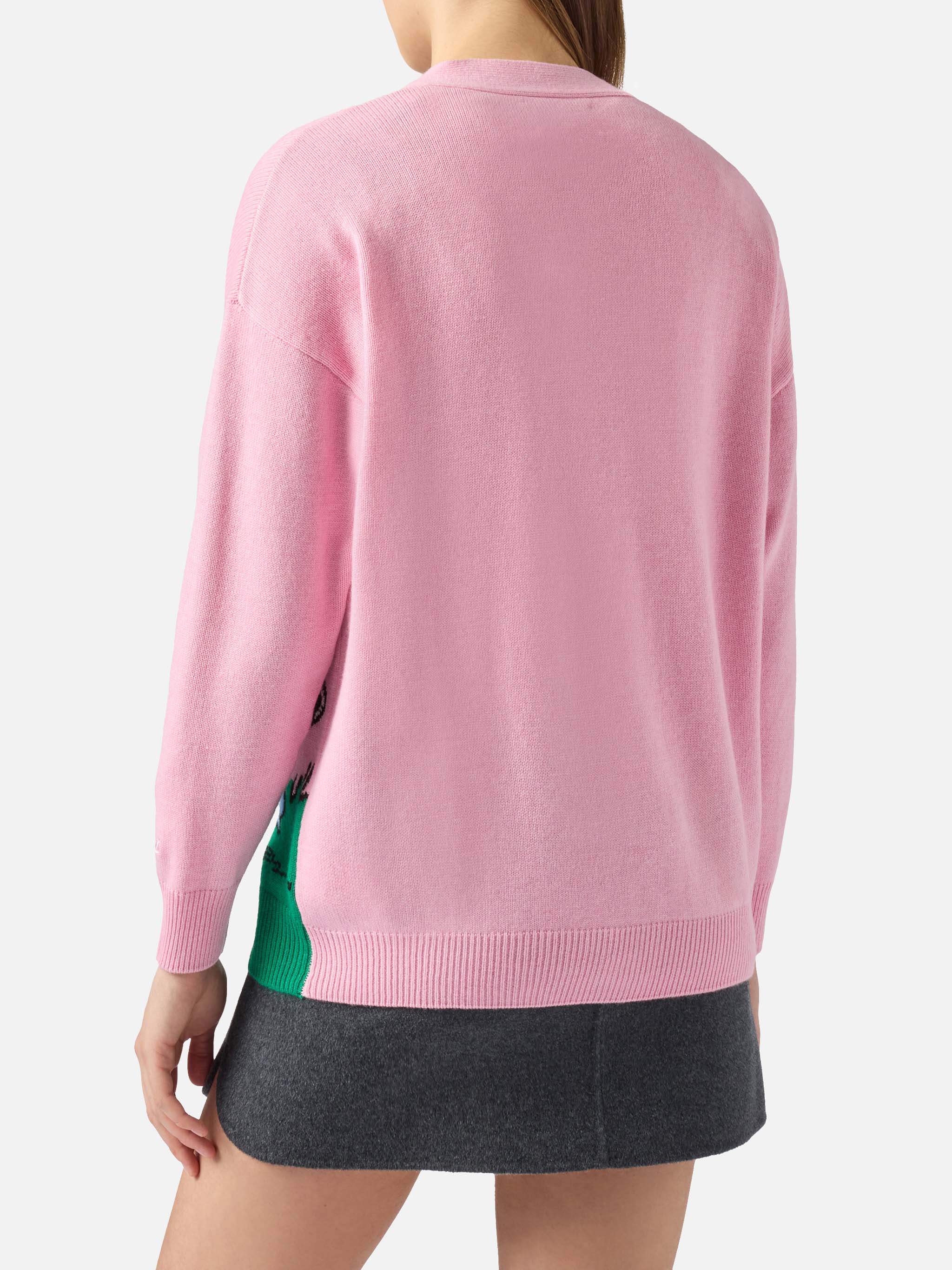 mc2-saint-barth-sasi-cardigan-misto-cashmere-rosa-jacquard-snoopy-peanuts image 3