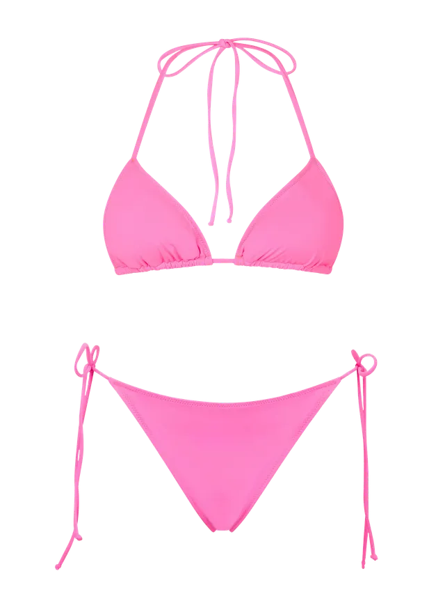 mc2-saint-barth-bikini-leah-marielle-triangolo-rosa-fluo-tinta-unita-modello-leh image 1