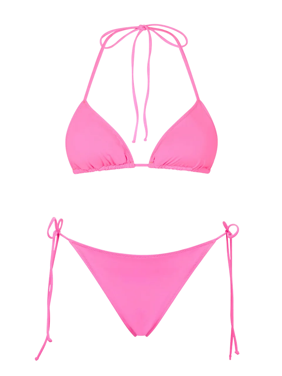 mc2-saint-barth-bikini-leah-marielle-triangolo-rosa-fluo-tinta-unita-modello-leh image 1