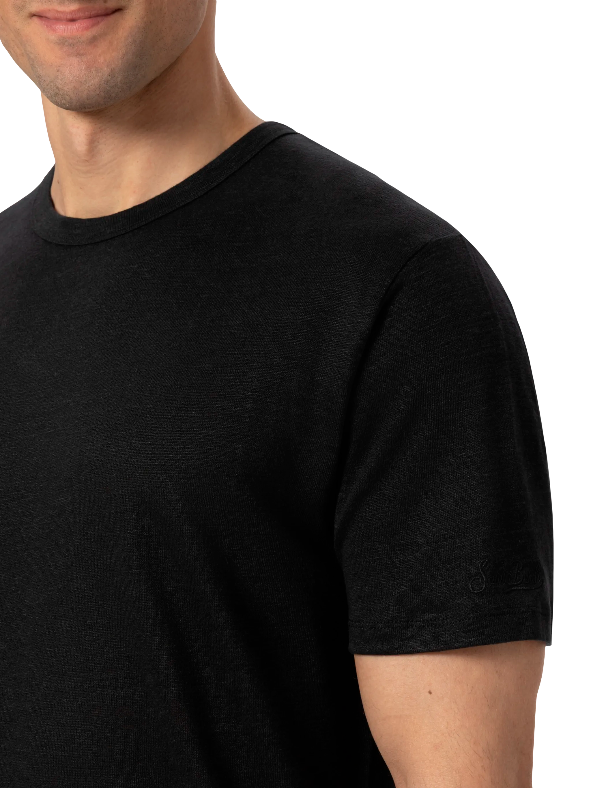 mc2-saint-barth-ecstasea-t-shirt-uomo-in-jersey-di-lino-nera image 3