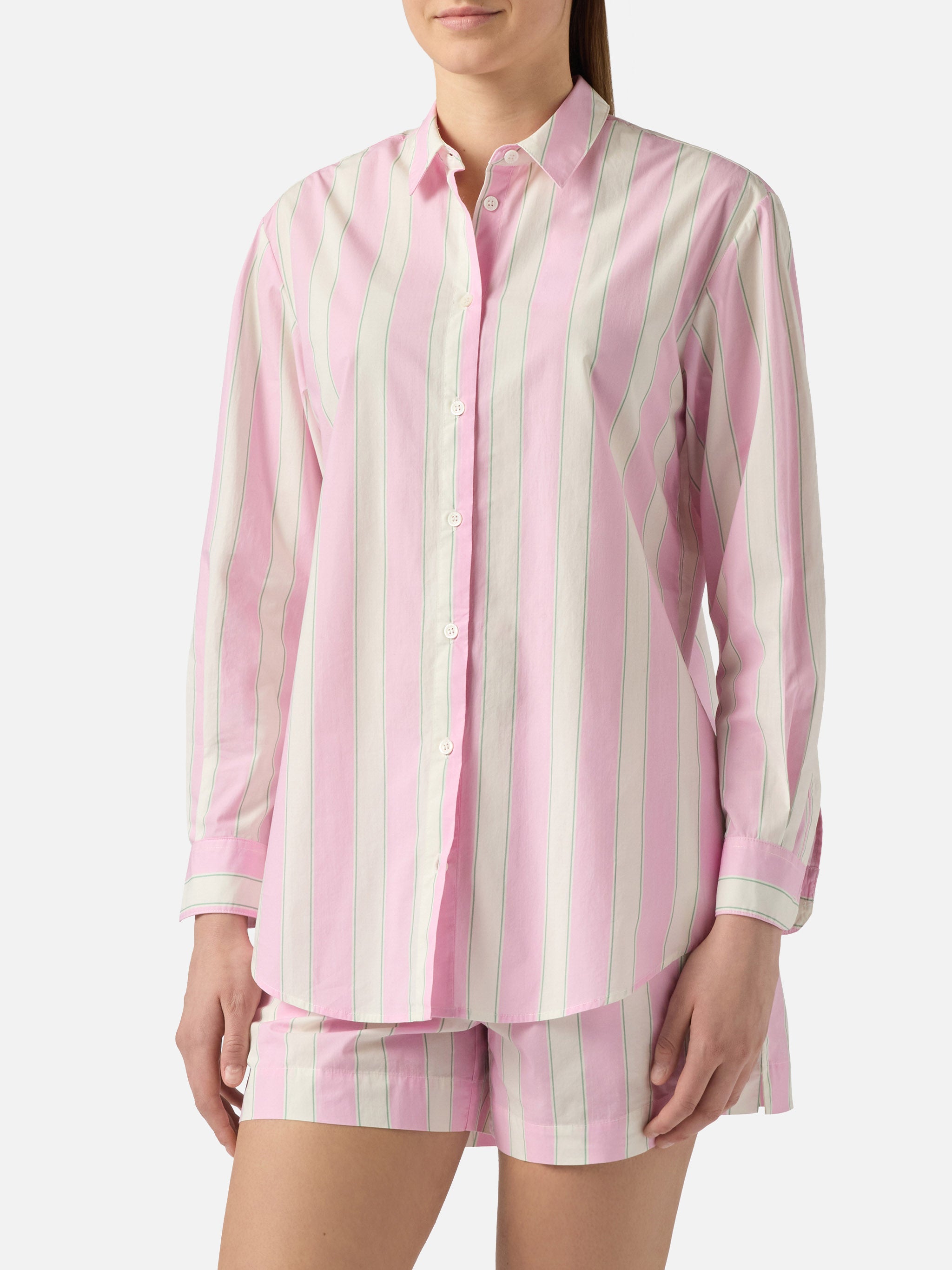 mc2-saint-barth-camicia-brigitte-brig001-donna-in-cotone-a-righe-rosa-con-ricamo image 2