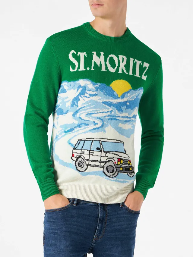 mc2-saint-barth-maglione-heron-uomo-girocollo-st-moritz-jacquard-verde image 1
