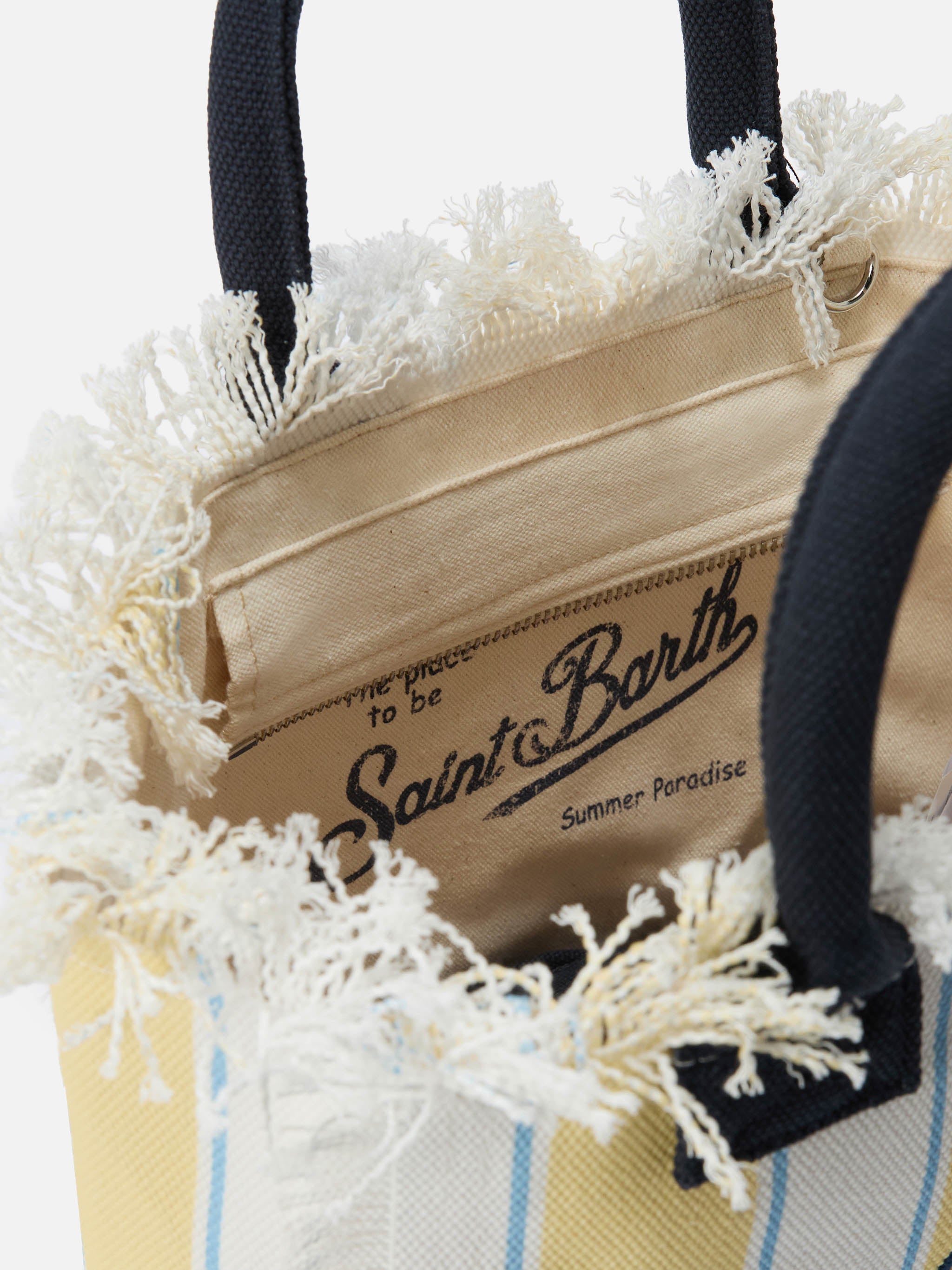mc2-saint-barth-colette-borsa-canvas-gialla-a-righe-con-logo-ricamato image 4