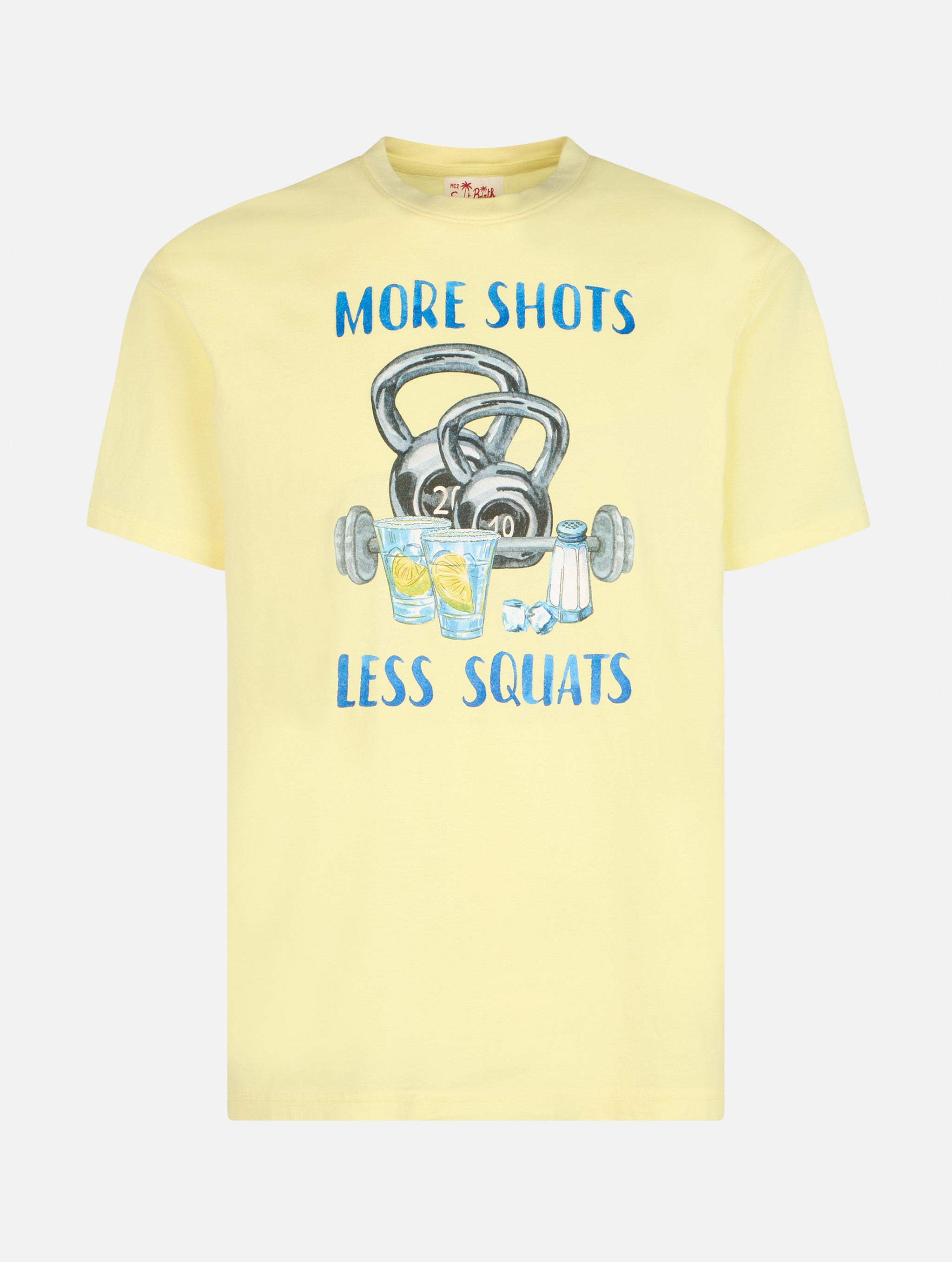 mc2-saint-barth-t-shirt-uomo-more-shots-less-squats-in-cotone-giallo image 1