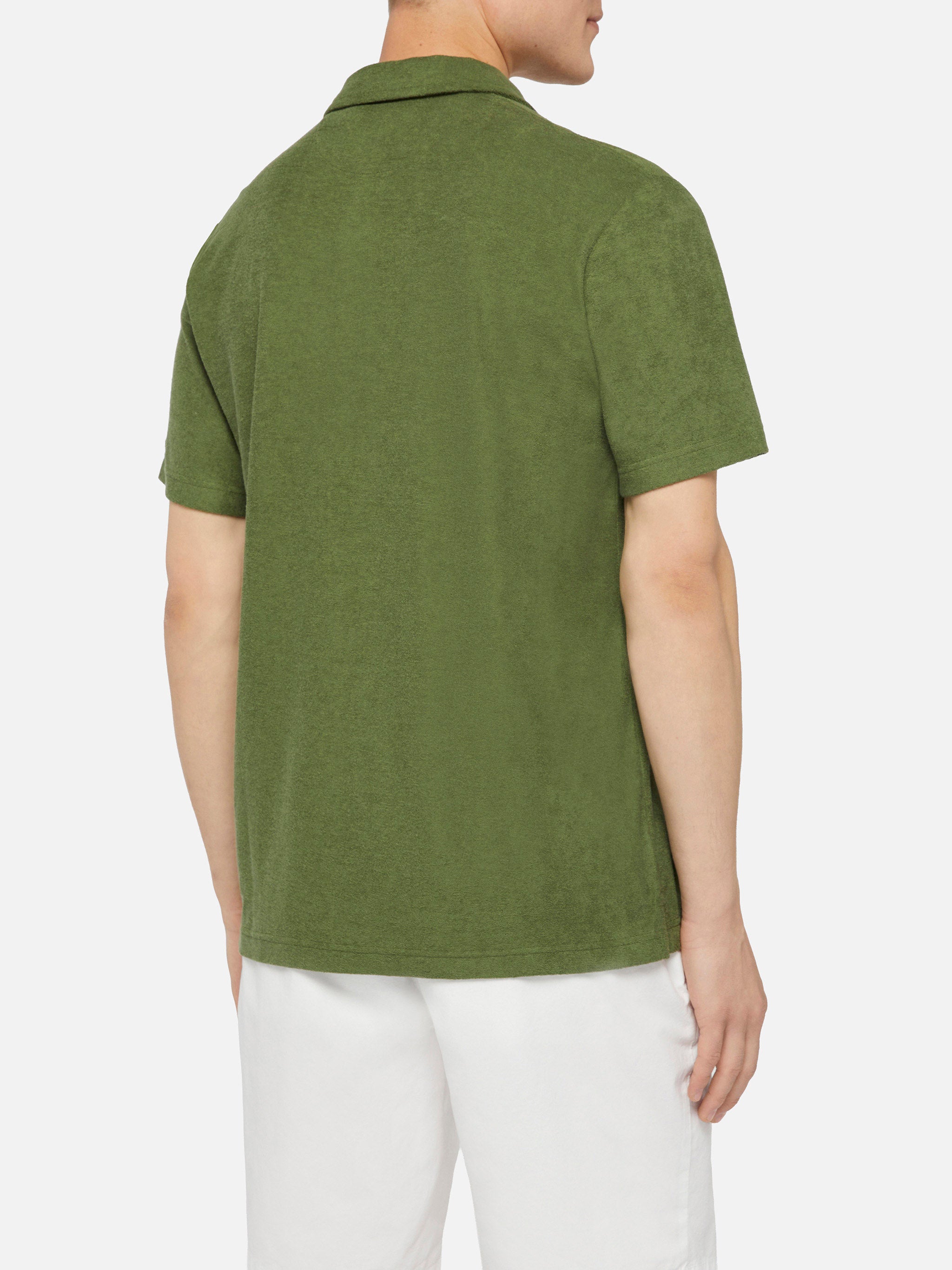 mc2-saint-barth-jeremy-polo-uomo-in-spugna-verde-militare-senza-bottoni image 3