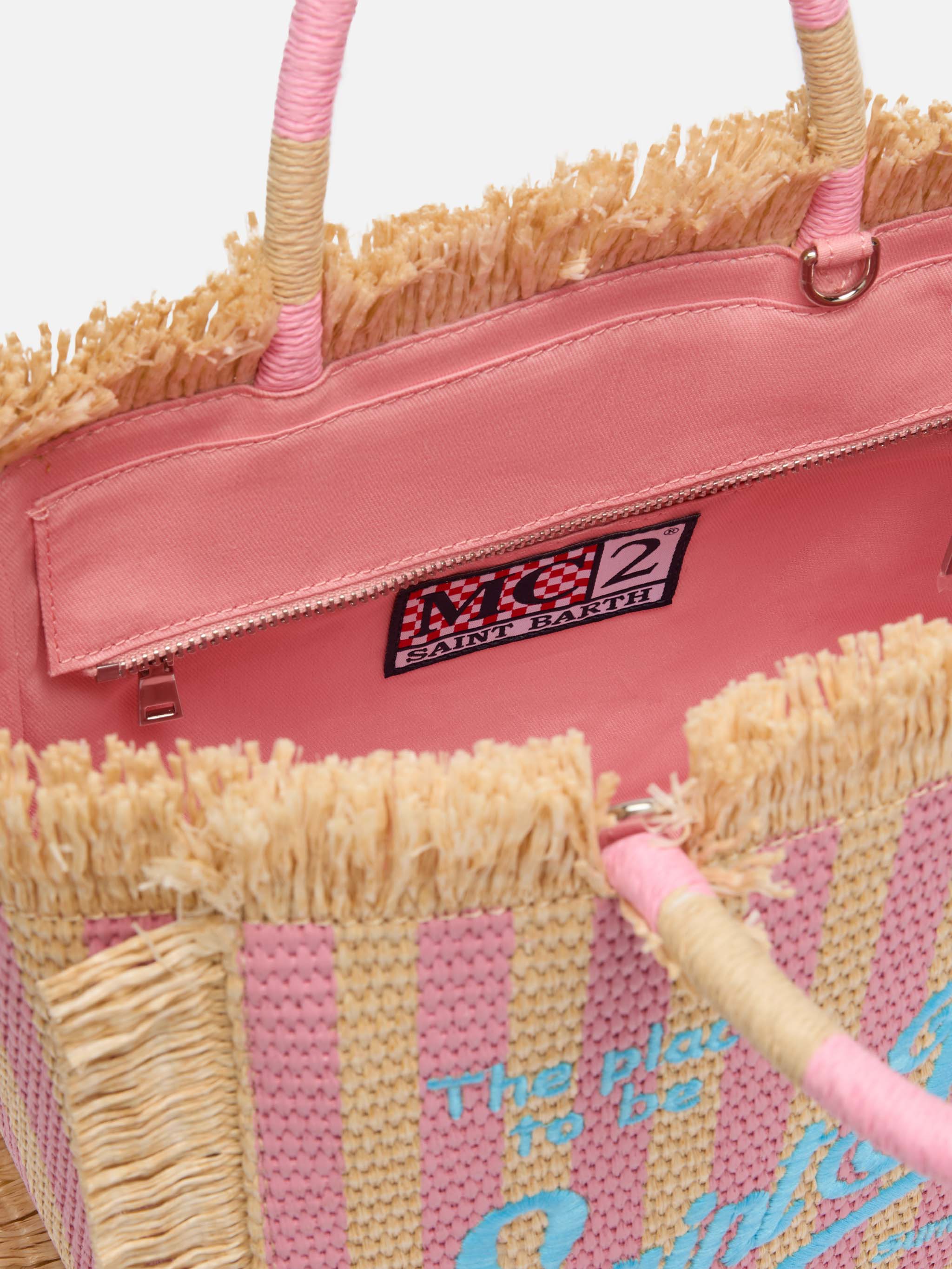 mc2-saint-barth-colette-borsa-effetto-paglia-beige-con-righe-rosa image 6