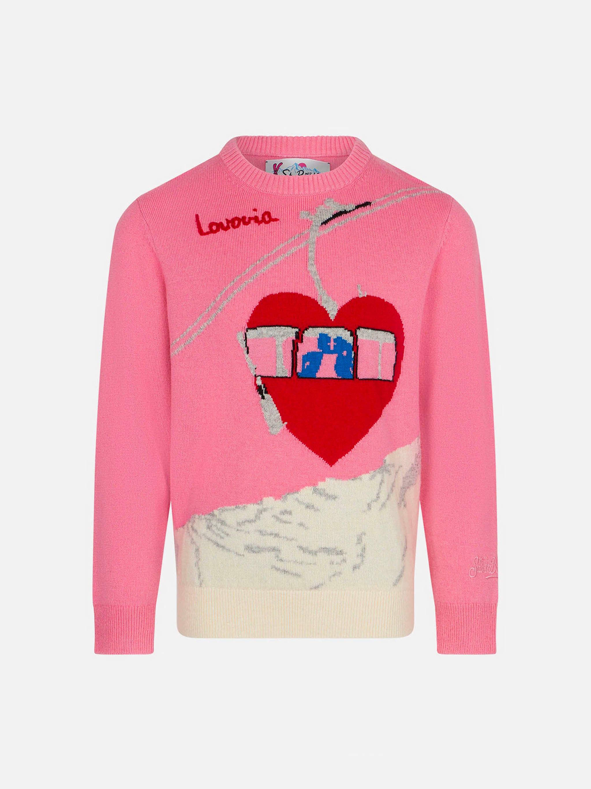 mc2-saint-barth-maglione-girocollo-bambina-danya-stampa-love-su-sfondo-rosa-mist image 1
